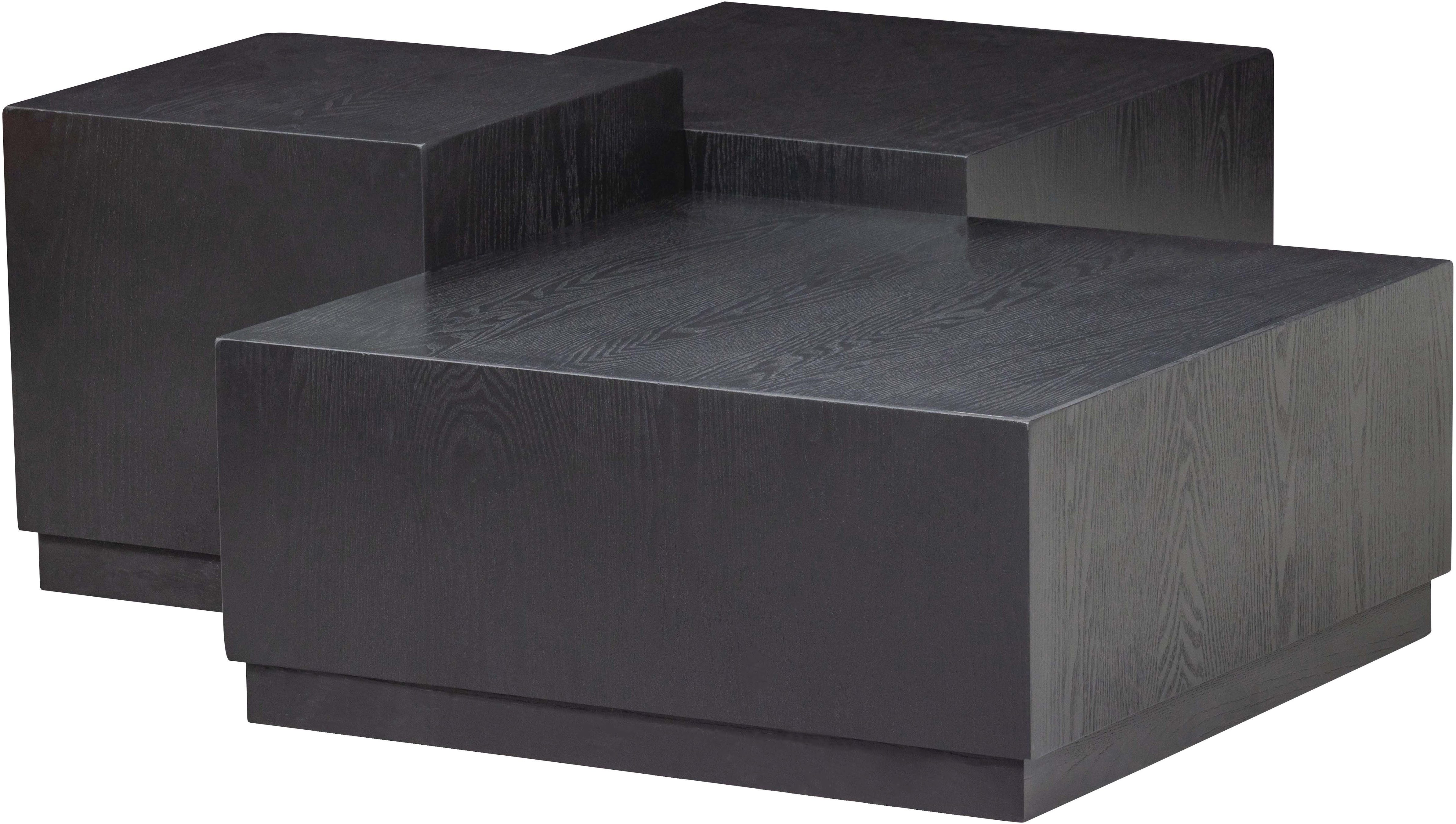 WOOOD Beistelltisch Pim 3-tlg. aus MDF, stapelbar 40x40 / 55x55 / 70x70 cm, Drei Einheiten ineinander stapelbar, Hohlkonstruktion, schutzlackiert