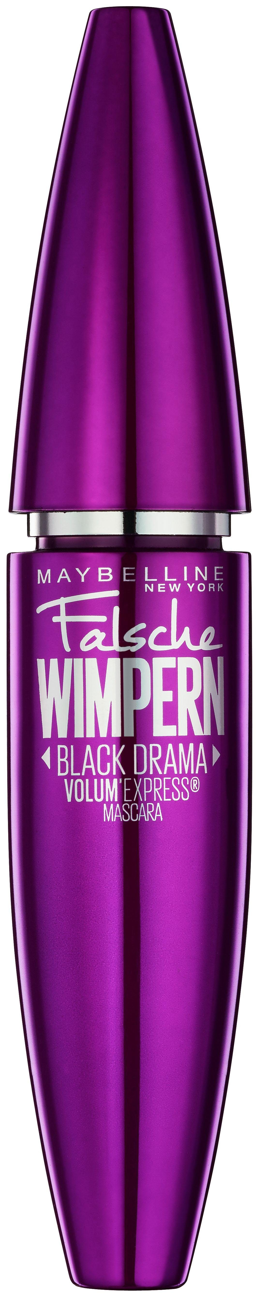 MAYBELLINE NEW YORK Wimpern Volum' Black Drama, Patentierte Falsche Löffelbürste Express Mascara
