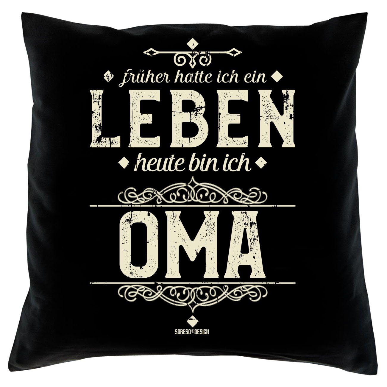 für & Heute Geschenkidee Soreso® Großmutter Kissen Urkunde, Oma Dekokissen Geschenke ich schwarz bin