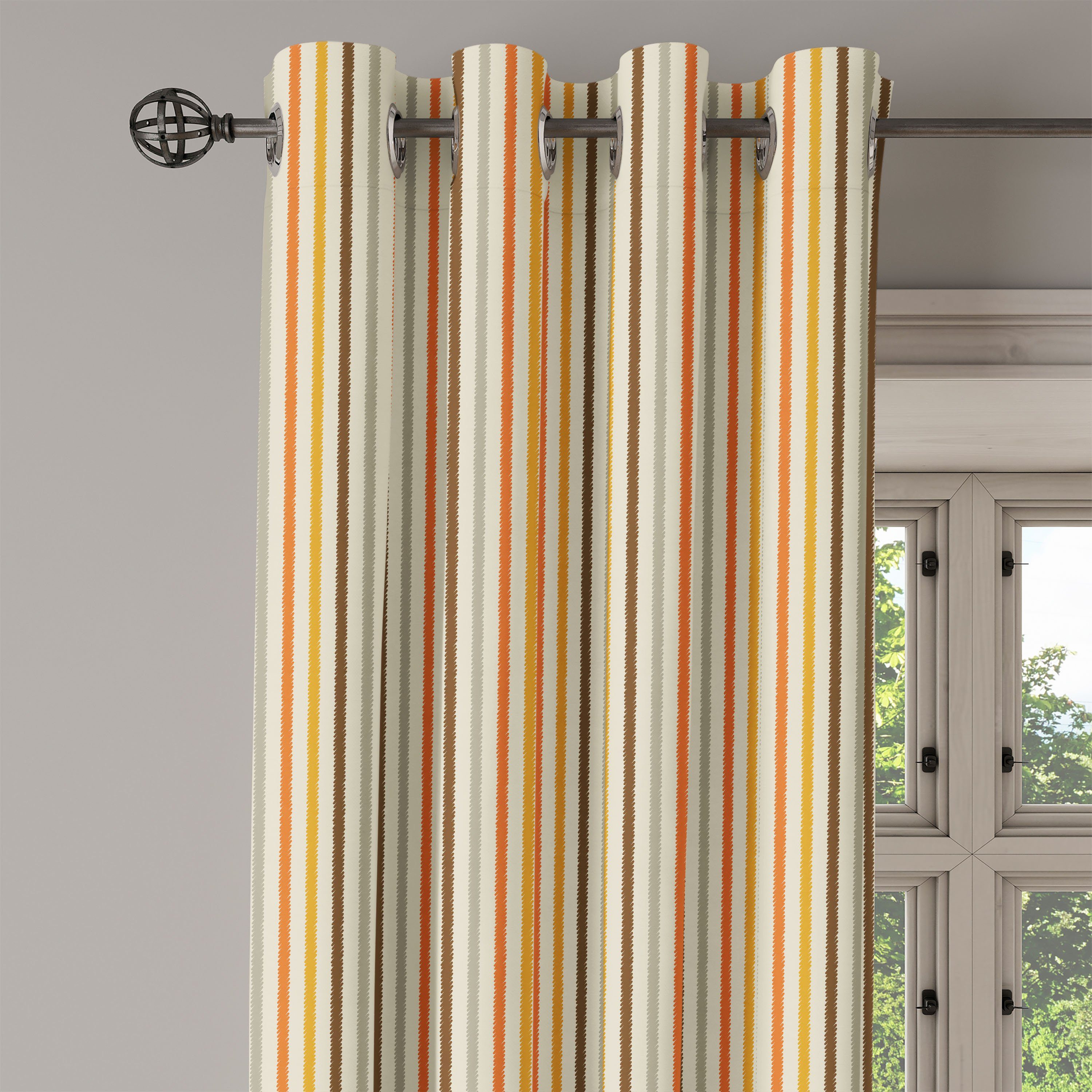 Gardine Dekorative 2-Panel-Fenstervorhänge für Schlafzimmer Abakuhaus, Fashion Bunte Retro Wohnzimmer, Stripes