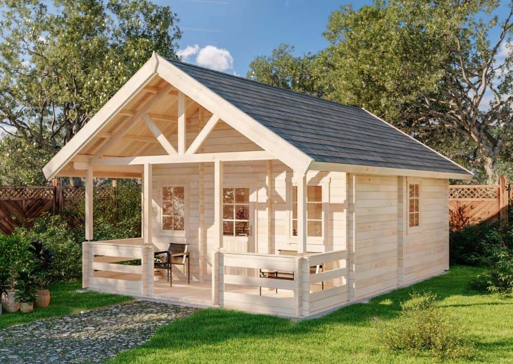 Alpholz Gartenhaus Holz Lillehammer Natur 44mm Wandstärke, BxT: 553x746 cm, in Naturbelassen mit 44mm Wandstärke