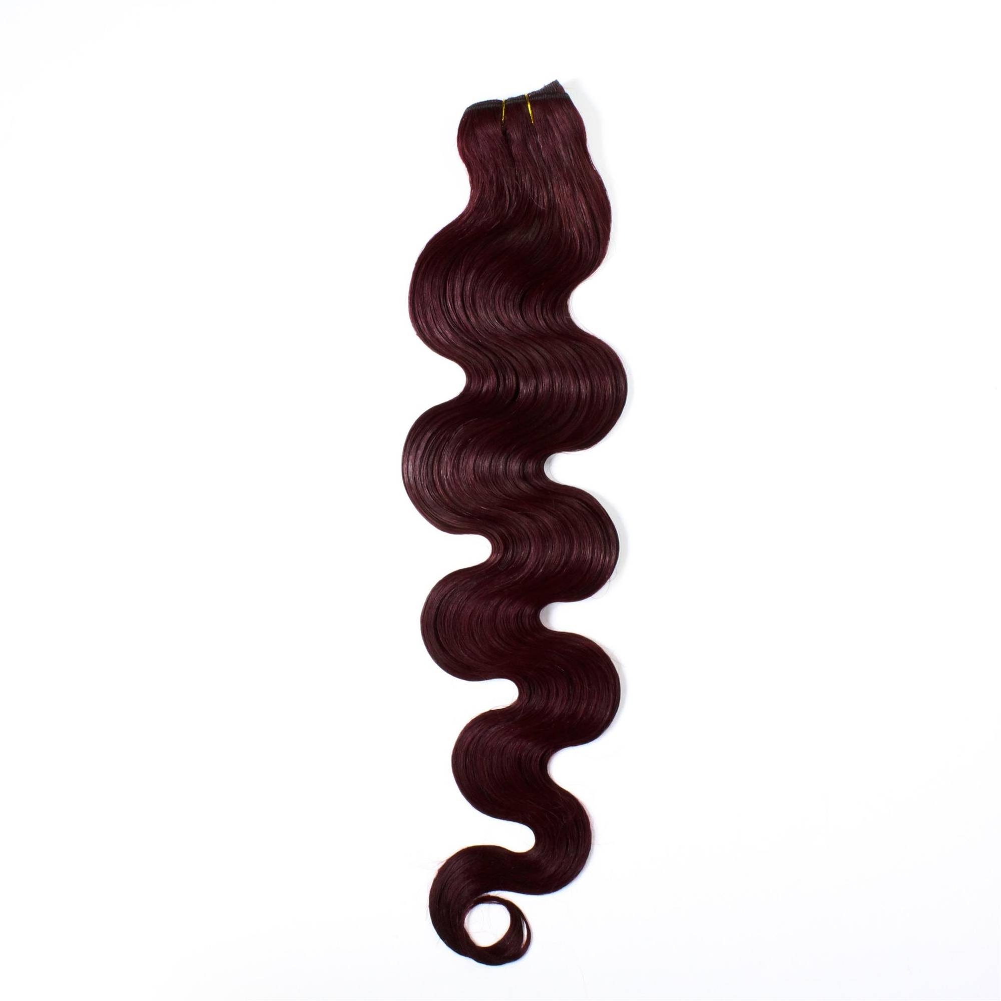 hair2heart Echthaar-Extension Gewellte Echthaartresse #55/66 Hellbraun Violett 50cm
