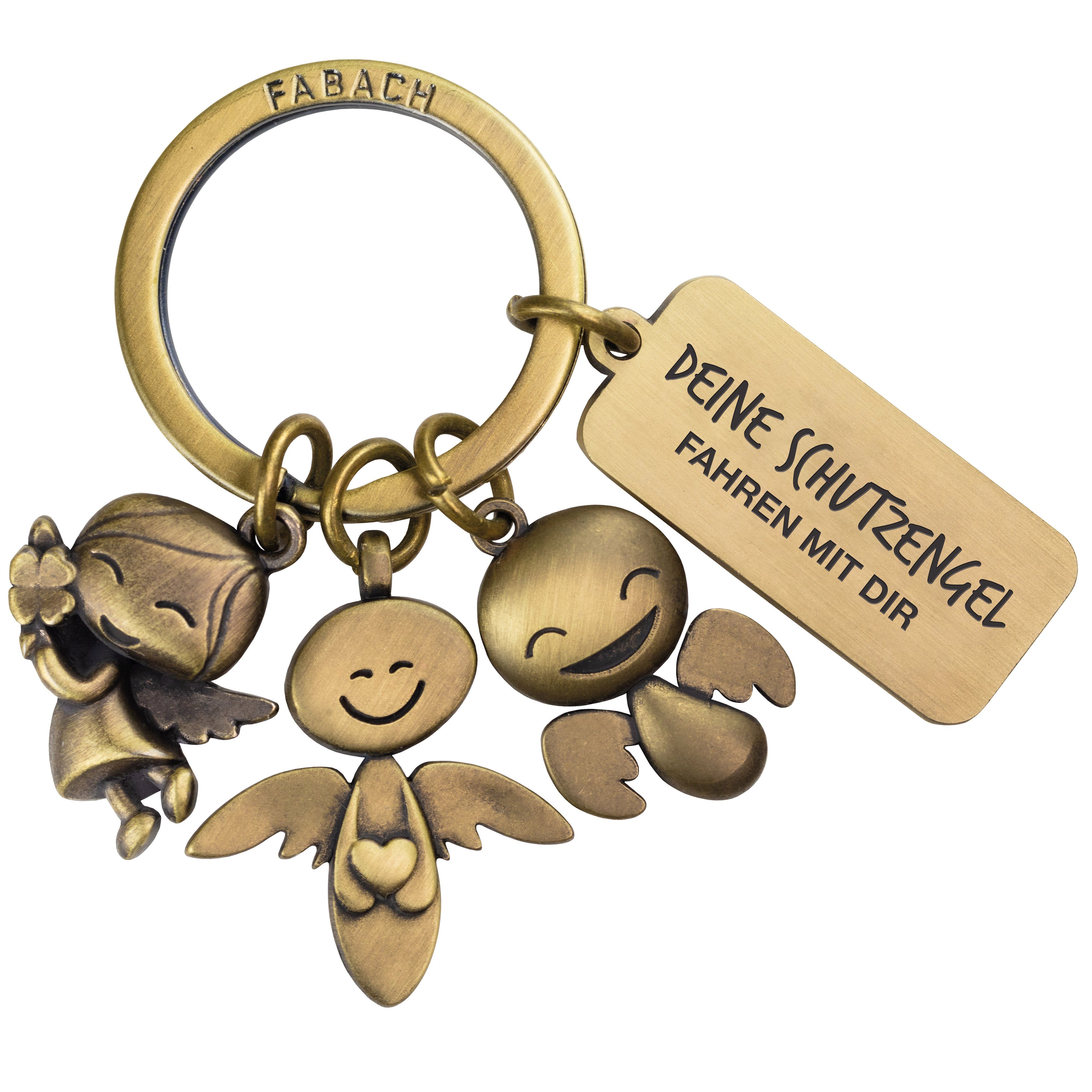 - Schlüsselanhänger Bronze Engel 3 Antique "Deine Schlüsselanhänger FABACH Gravur Schutzengel dir" mit Fahren