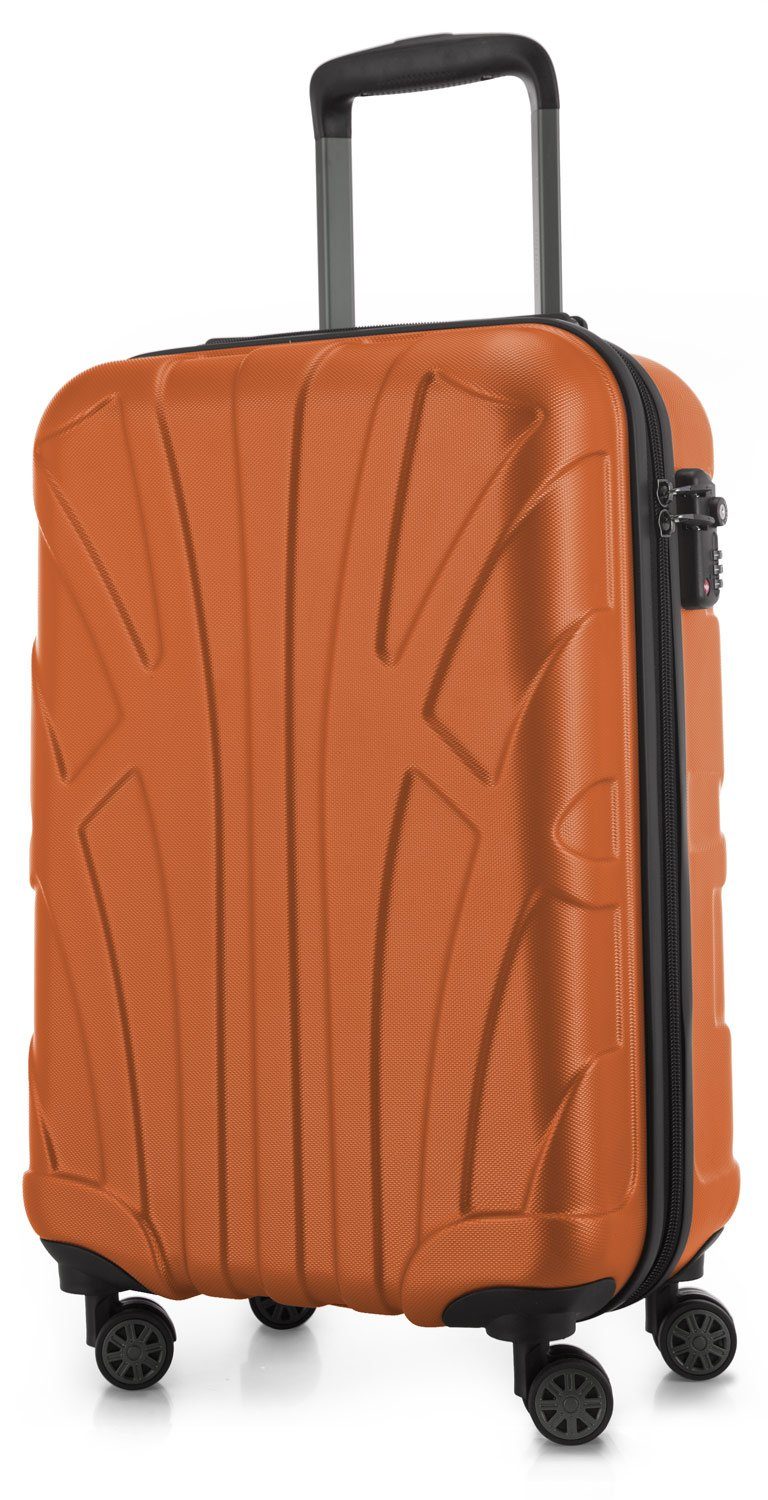 Suitline Handgepäckkoffer S1, 4 Rollen, Robust, Leicht, TSA Zahlenschloss, 55 cm, 33 L Packvolumen Orange | Handgepäck-Koffer