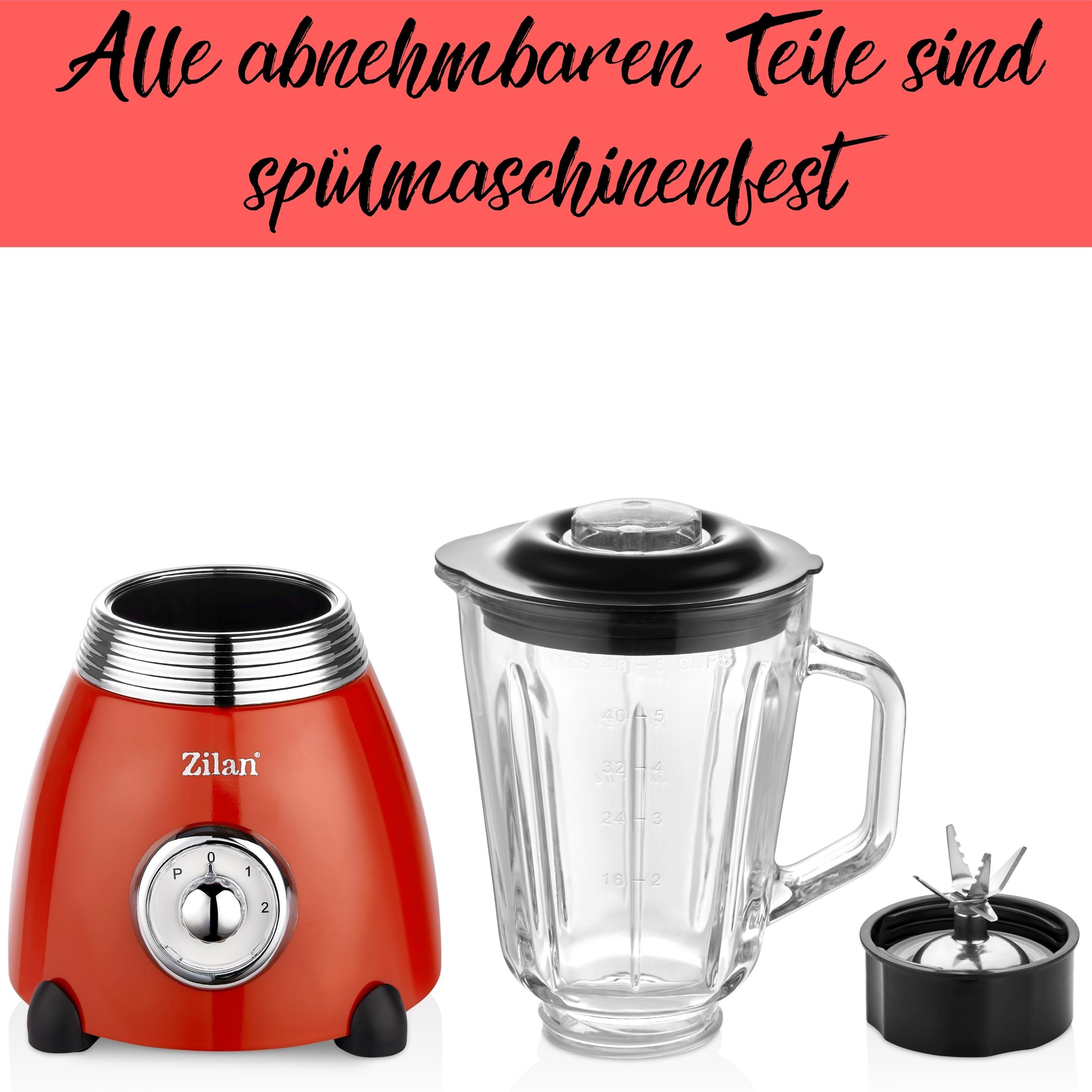 Zilan Standmixer ZLN-7057, 500 W, 1.5 Liter Glas Mixkrug,6-Fach Messer,5 Geschwindigkeitsstufen,BPA-Frei