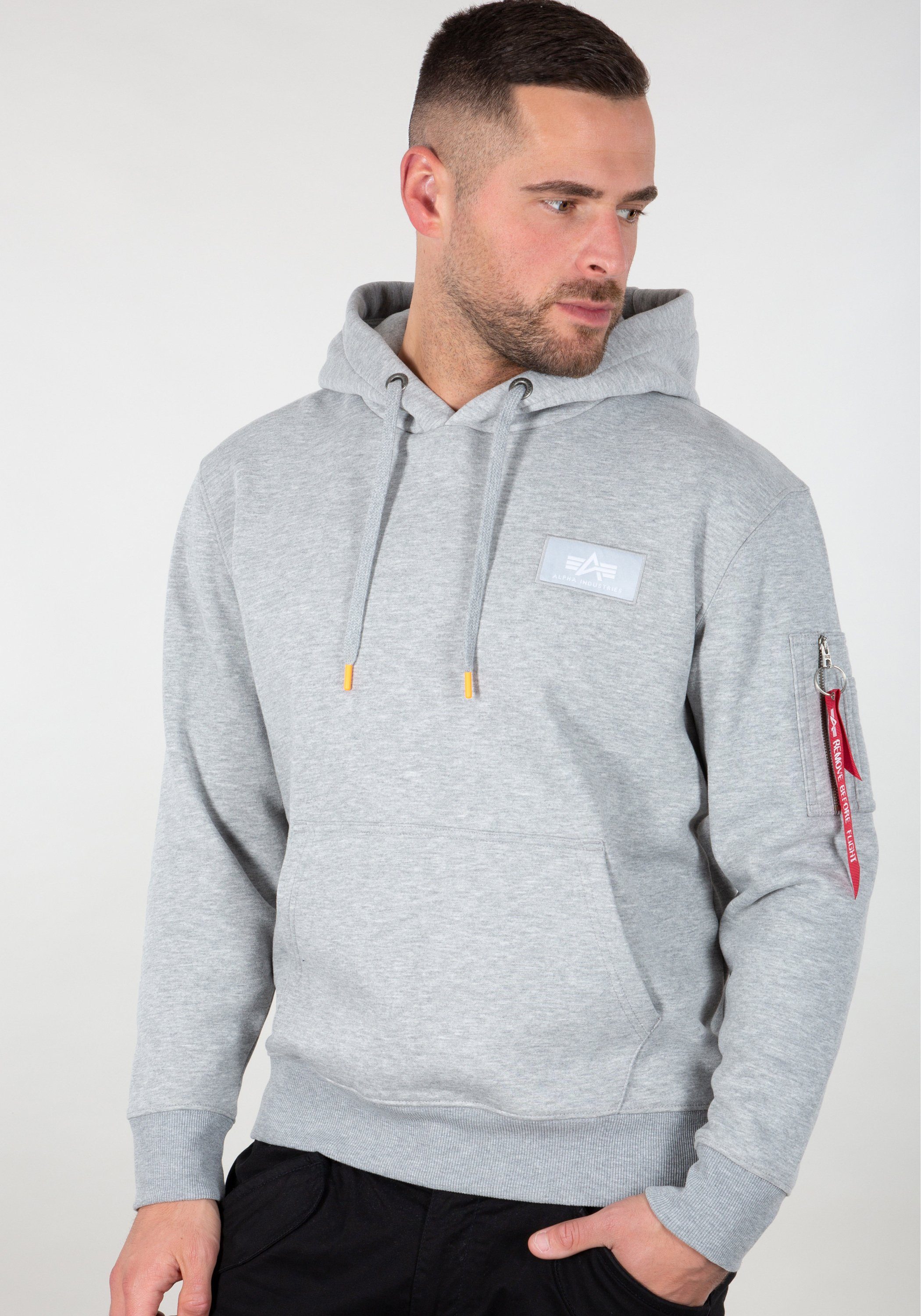 Alpha Industries Hoodie Neon grey Hoody - Industries orange Men heather/neon Back Hoodies Print Alpha Print