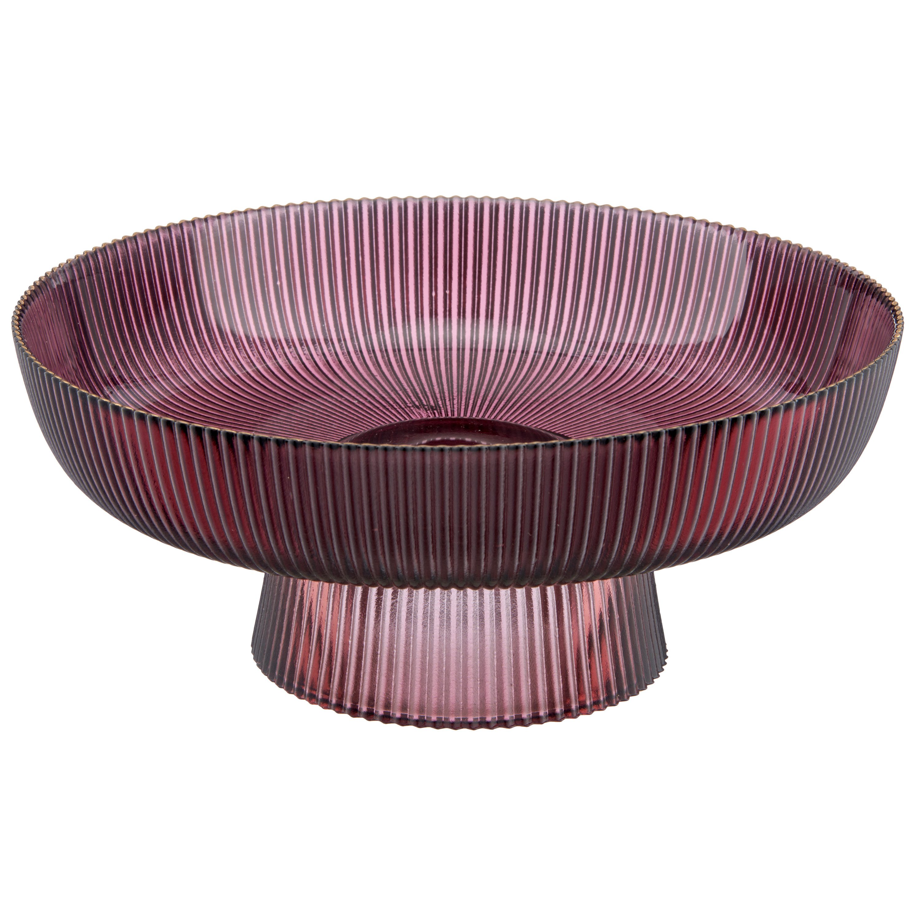 LeGer Home by Lena Gercke Schale Deko Glasschale geriffelt mit Goldrand, 20 oder 26cm, Glas, (1-tlg), mit Standfuß