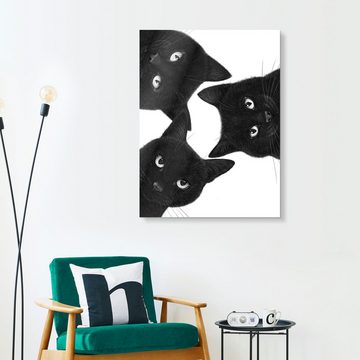 Posterlounge XXL-Wandbild Valeriya Korenkova, Drei schwarze Katzen im Kreis, Kinderzimmer Illustration