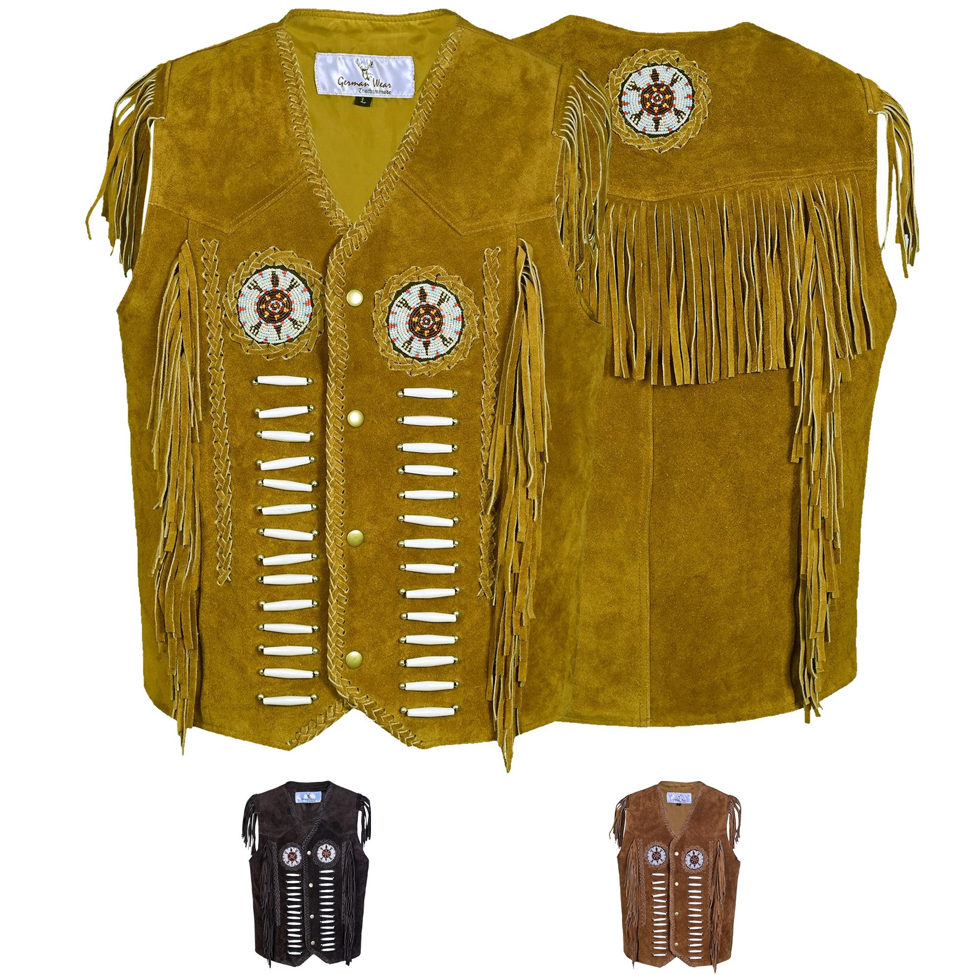 German Wear Reitweste GW950-Weste Western Lederweste Tracht Weste Reiter weste Lederkutte