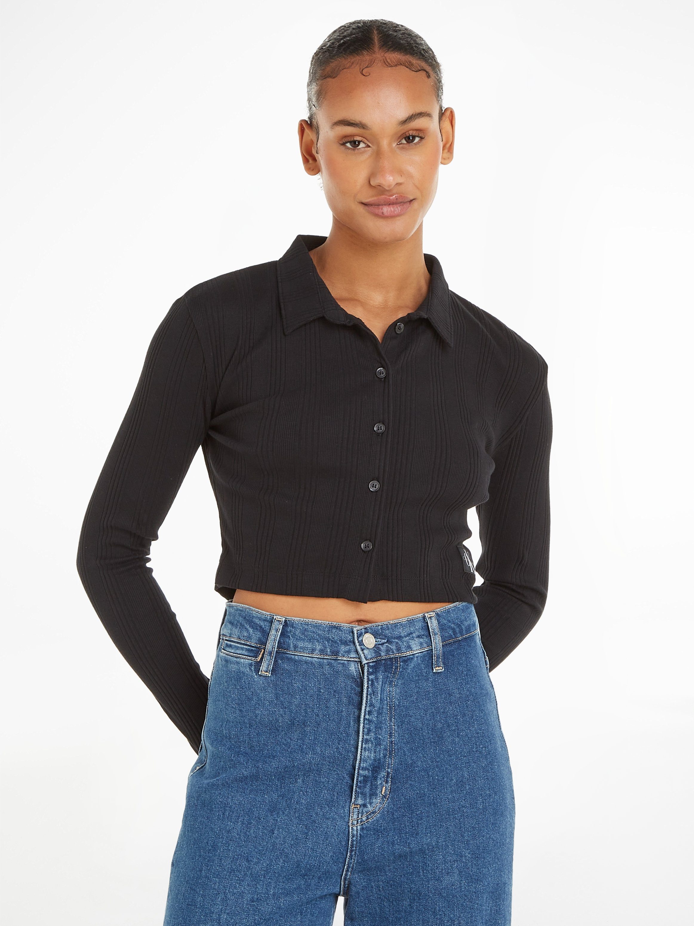 SHIRT Strickjacke Jeans ELONGATED Calvin Klein RIB BADGE