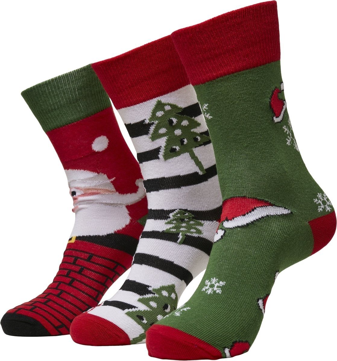 URBAN CLASSICS Freizeitsocken Accessories Stripe Santa Christmas Socks 3-Pack (1-Paar)
