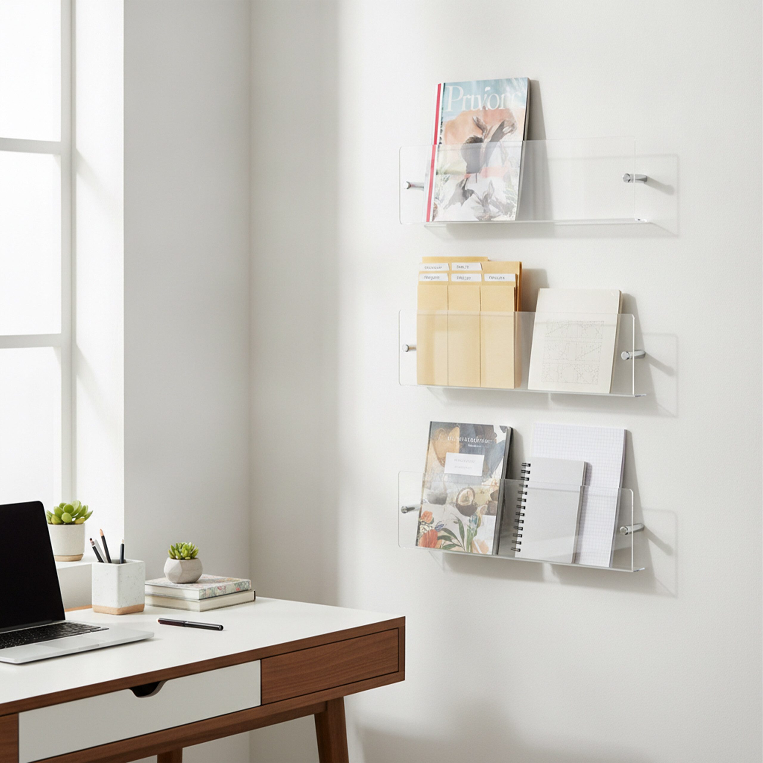 relaxdays Zeitungsständer Zeitschriftenhalter für die Wand 3er Set, M