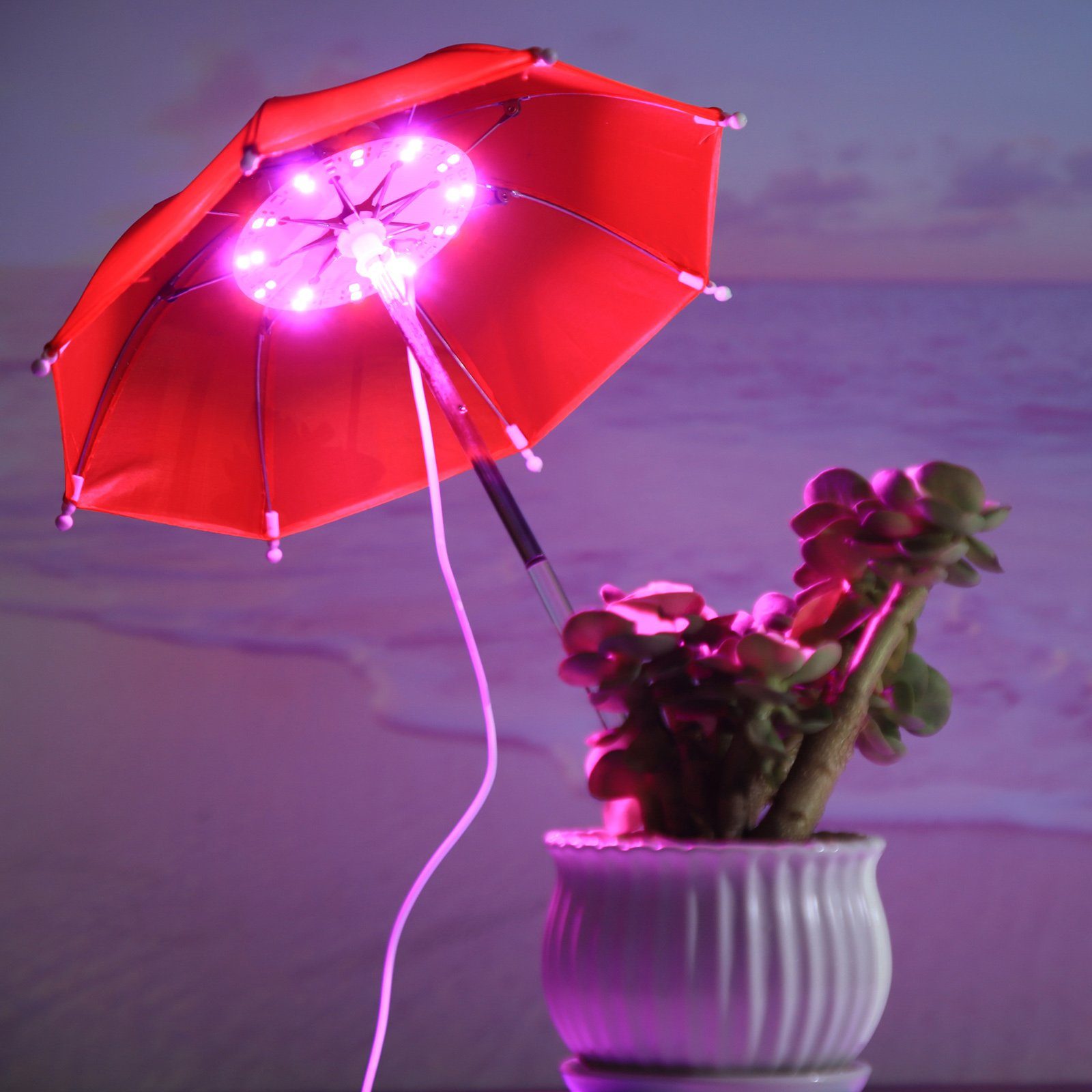 Rosnek Pflanzenlampe Schirmform, Vollspektrum, 3 MODEN, für Zimmerpflanzen Gewächshaus, dimmbar, Timer, Gartenbau Sämlinge Rot