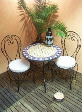 Marrakesch Orient & Mediterran Interior Gartentisch Mosaiktisch Spirale 80cm, Beistelltisch, Gartentisch, Esstisch, Handarbeit