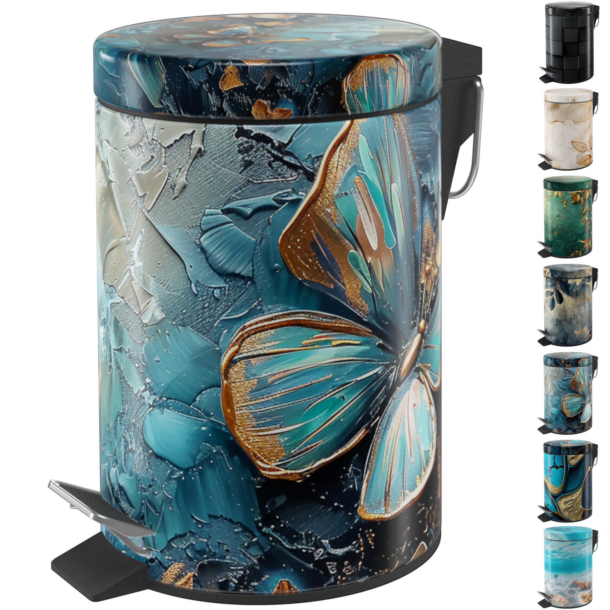 Sanilo Kosmetikeimer mit Motiv, viele schöne Bad Mülleimer zur Auswahl, 3 Liter, Abfalleimer mit Absenkautomatik & Innenbehälter