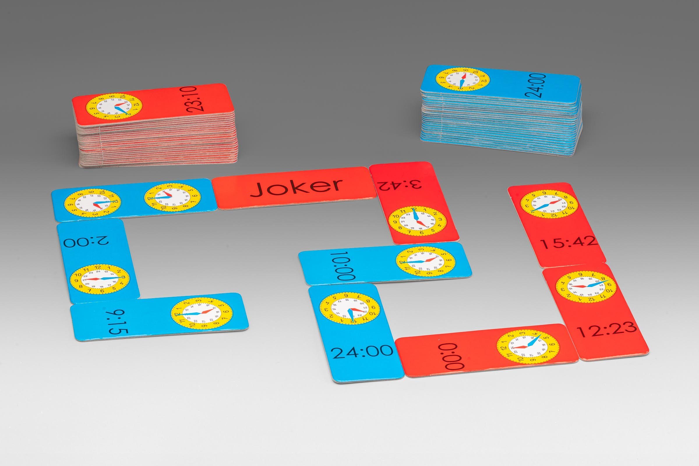 Wissner® aktiv lernen Lernspielzeug Domino - Uhrzeit (2-4 Spieler), Analog & Digital Mathe lernen (61-St), Aus 100% recycelter Pappe.