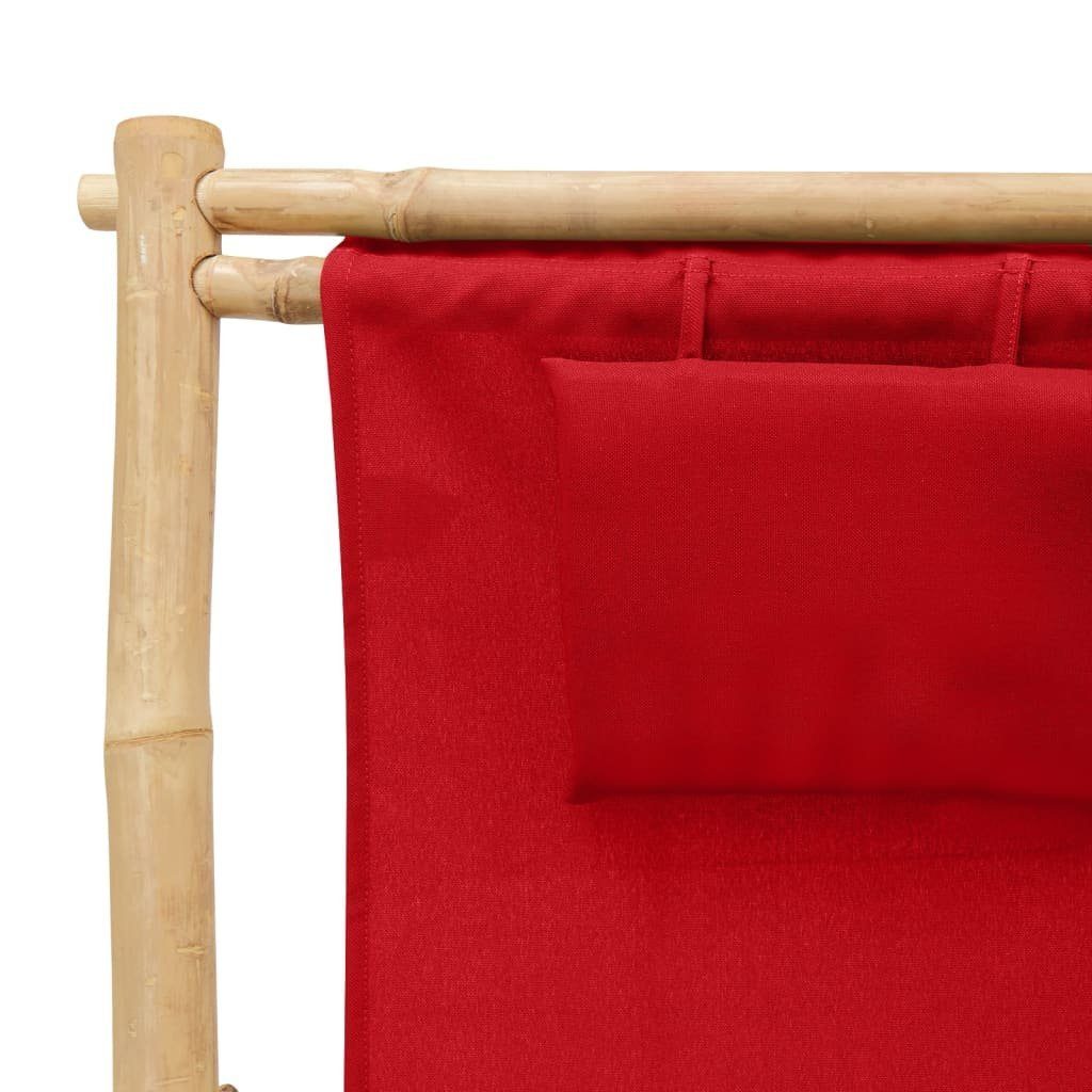 | St) Canvas vidaXL Bambus Gartenstuhl Rot Rot (1 und Liegestuhl Rot