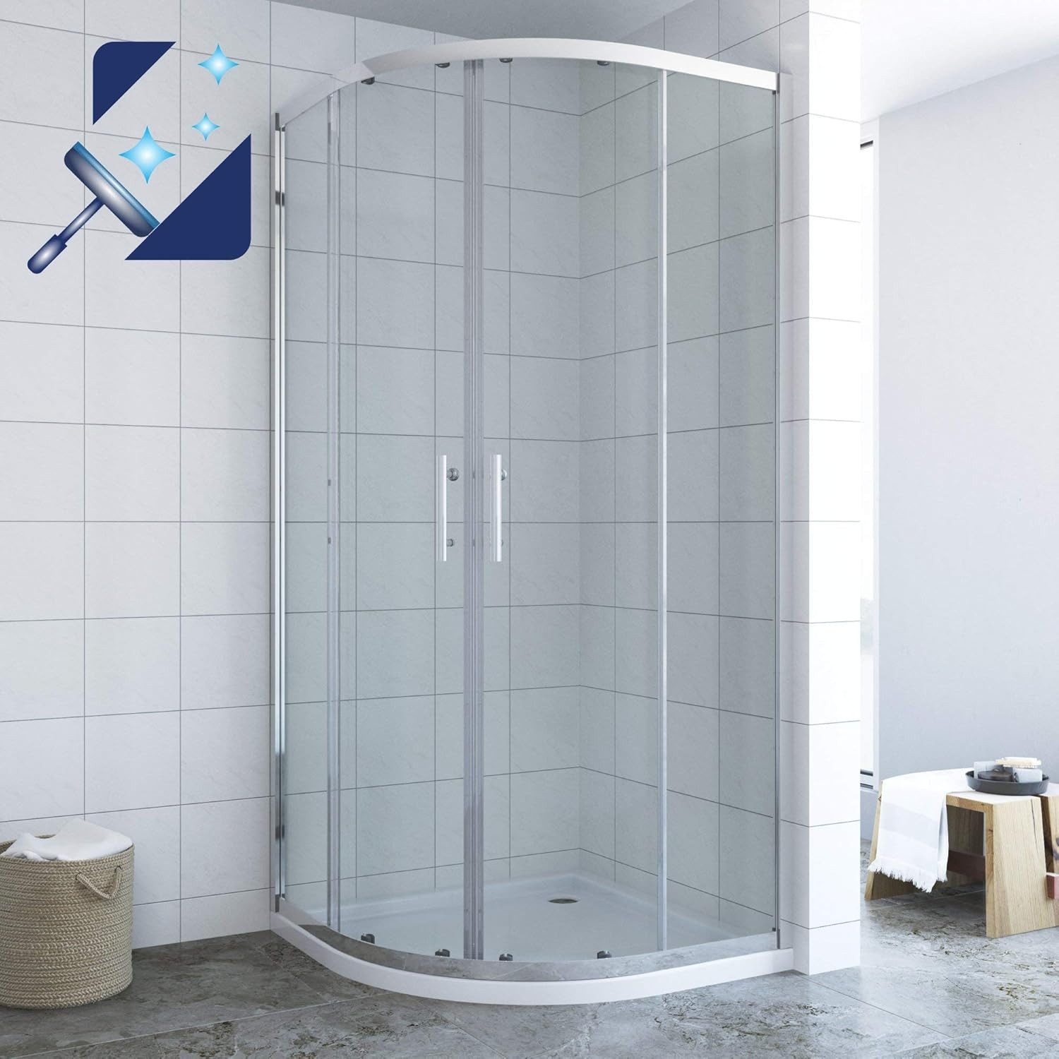 AQUABATOS Runddusche Viertelkreis Duschkabine Schwarz 80x80 günstig online kaufen
