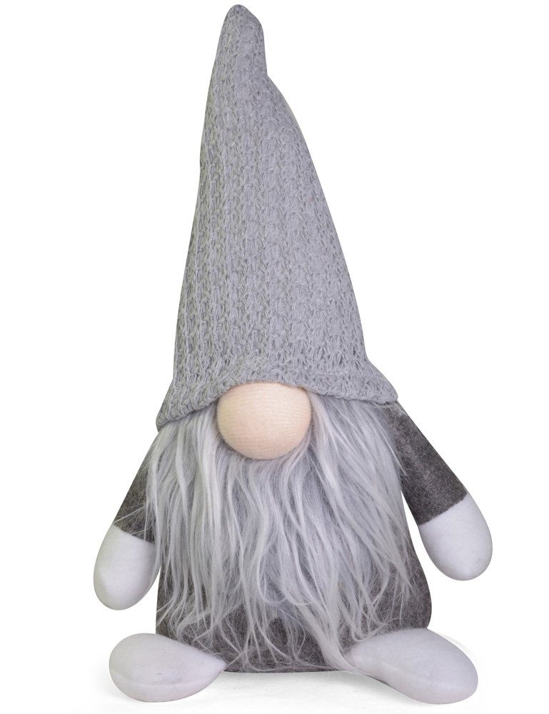 Christbaumschmuck Dekofigur Wichtel 'Egbert' mit Mütze - Grau 27 cm