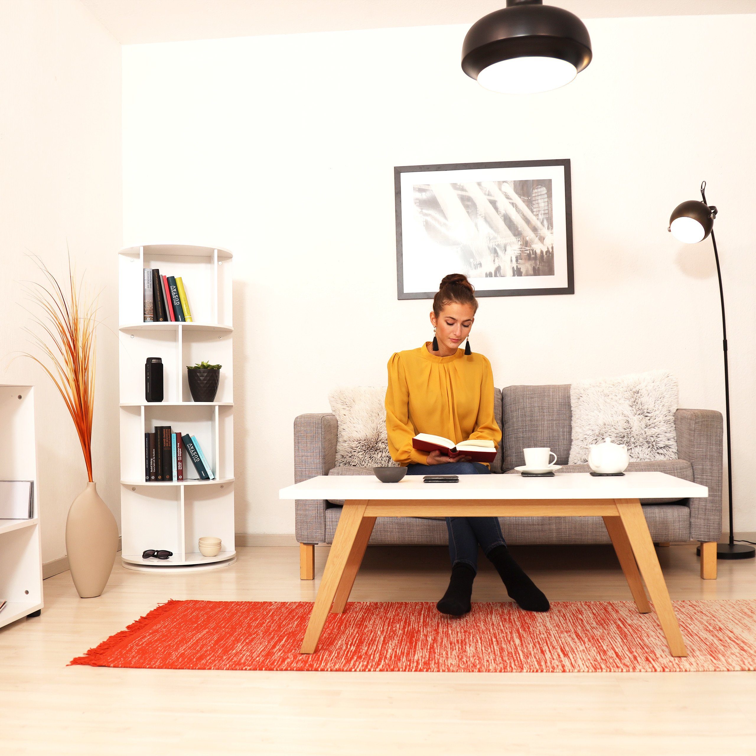relaxdays Bücherregal Drehbares Bücherregal mit 12 günstig online kaufen