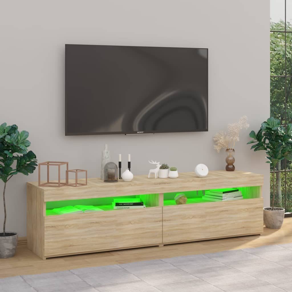 vidaXL TV-Schrank TV-Schränke LED-Leuchten 75x35x40 Lowboard L 2 cm Stk mit Sonoma-Eiche