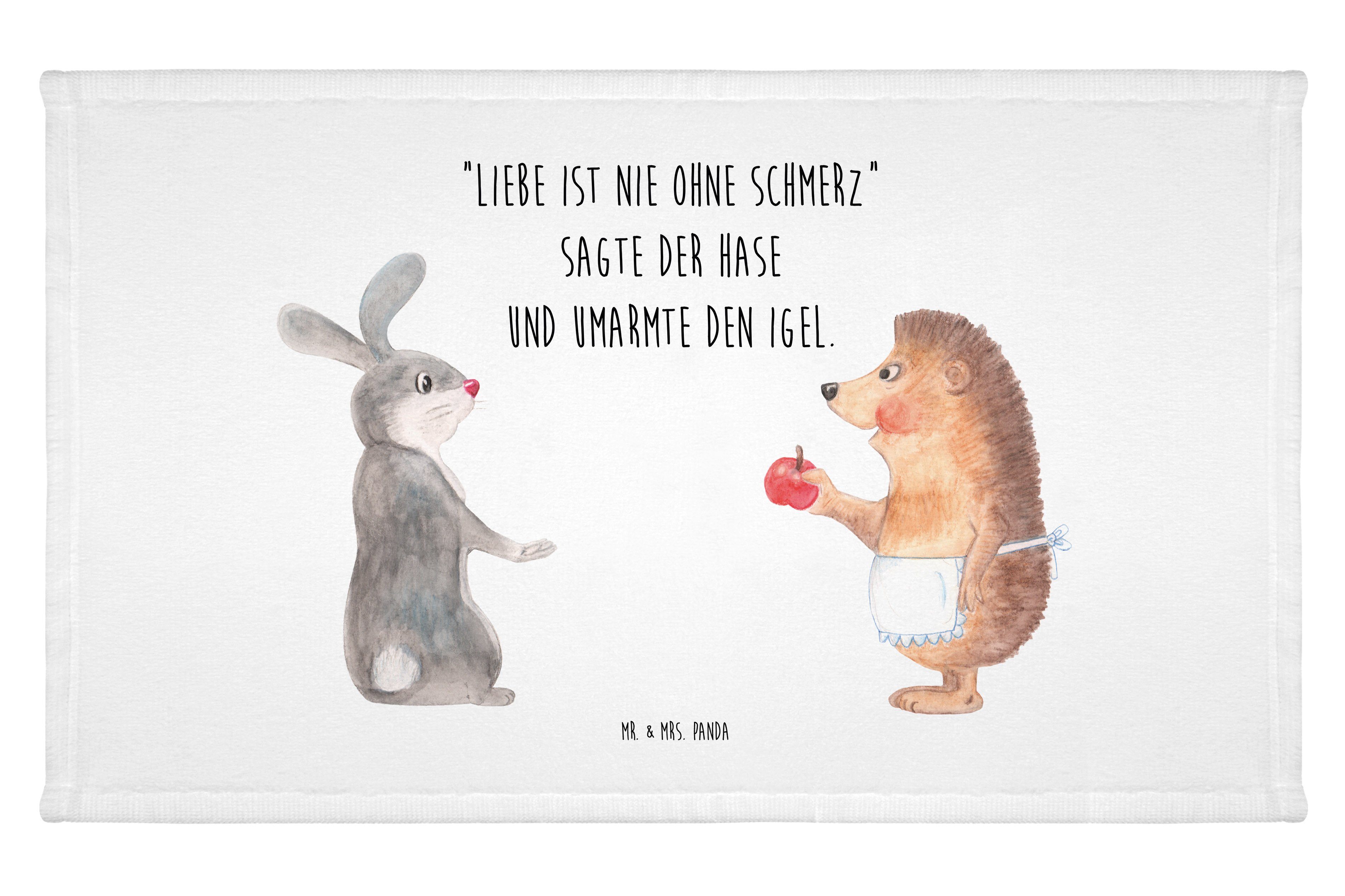 Handtuch Hase Igel - Weiß - Geschenk, Gute Laune, lustige Sprüche, Kinder Hand