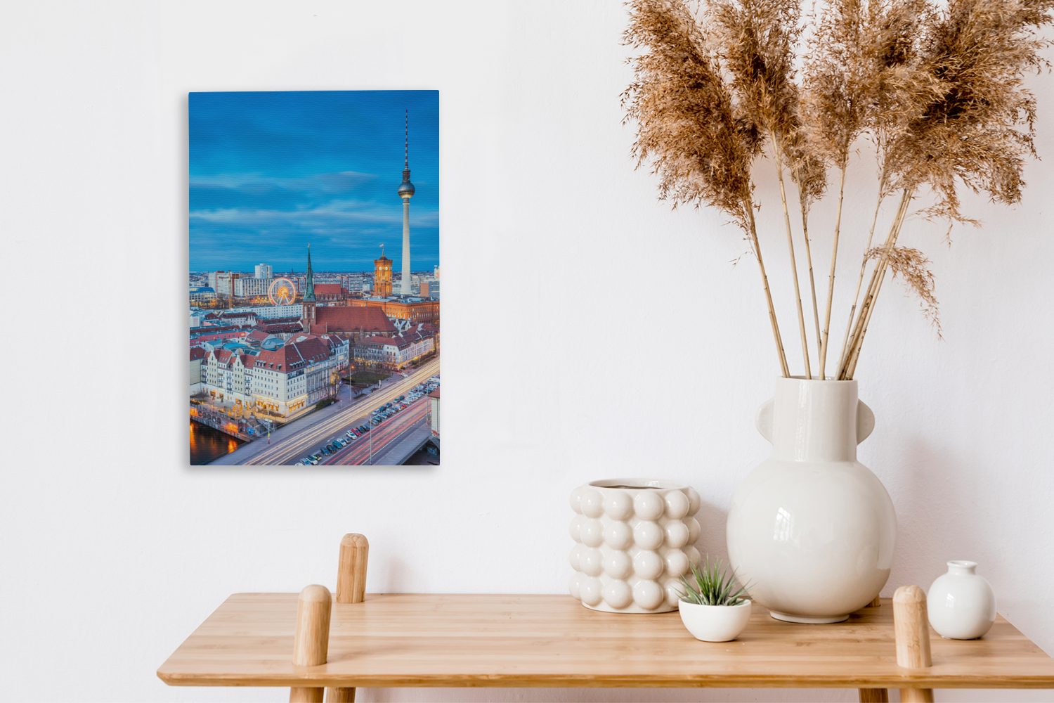 bespannt cm Berlin Gemälde, Skyline inkl. Deutschland, 20x30 (1 Leinwandbild Leinwandbild St), - fertig Zackenaufhänger, OneMillionCanvasses® -