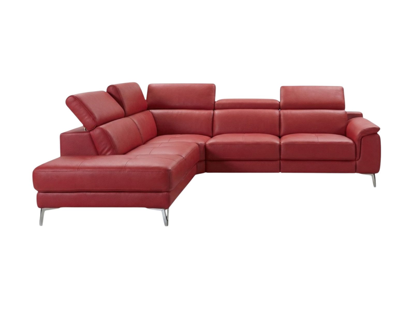 Villa Möbel Ecksofa Jardin, L-Form 1 Teile, Echtleder-Ecksofa mit Kopfteilverstellung fürs Wohnzimmer