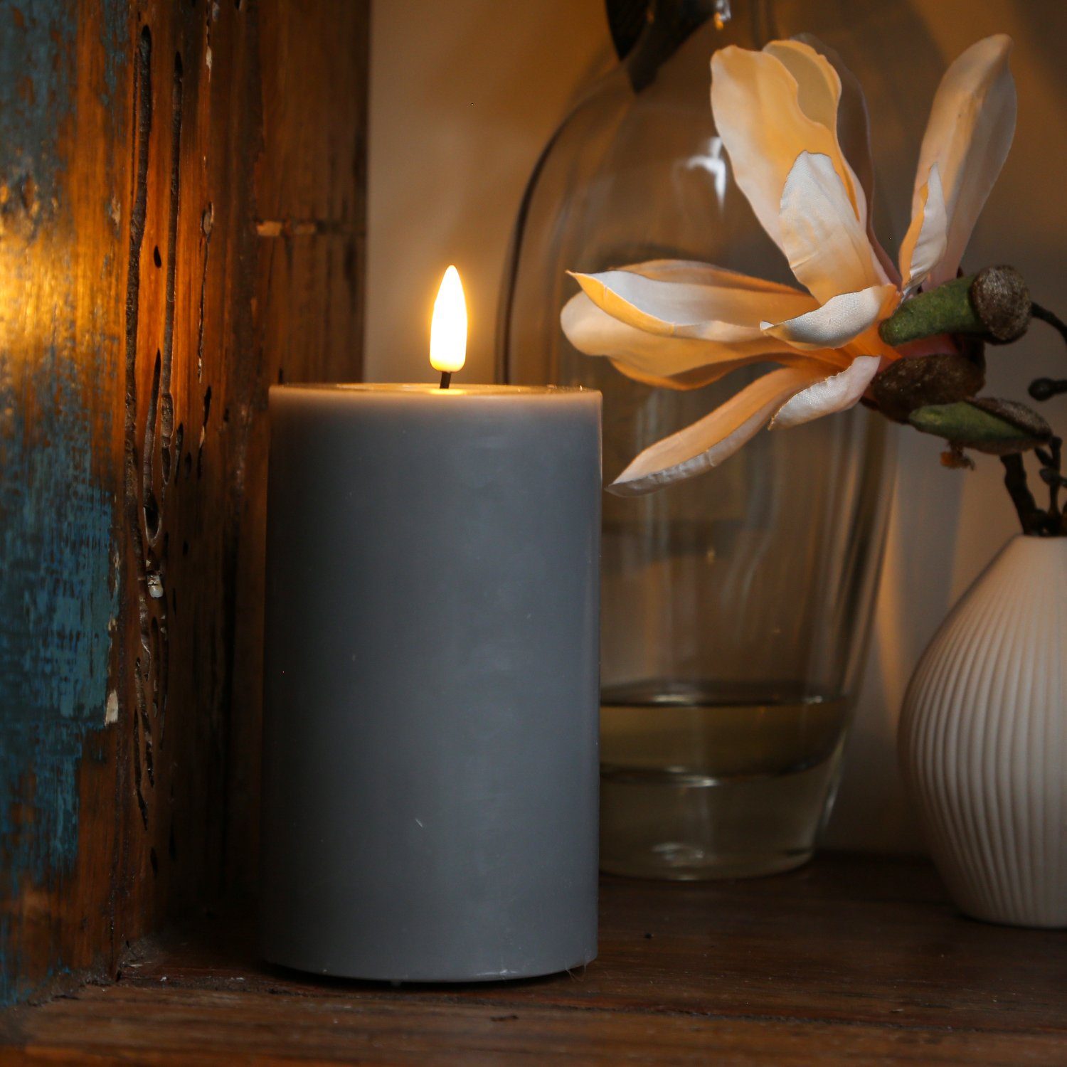 Deluxe Homeart LED-Kerze Mia Deluxe Echtwachs Wachsspiegel flackernd H: 12, günstig online kaufen