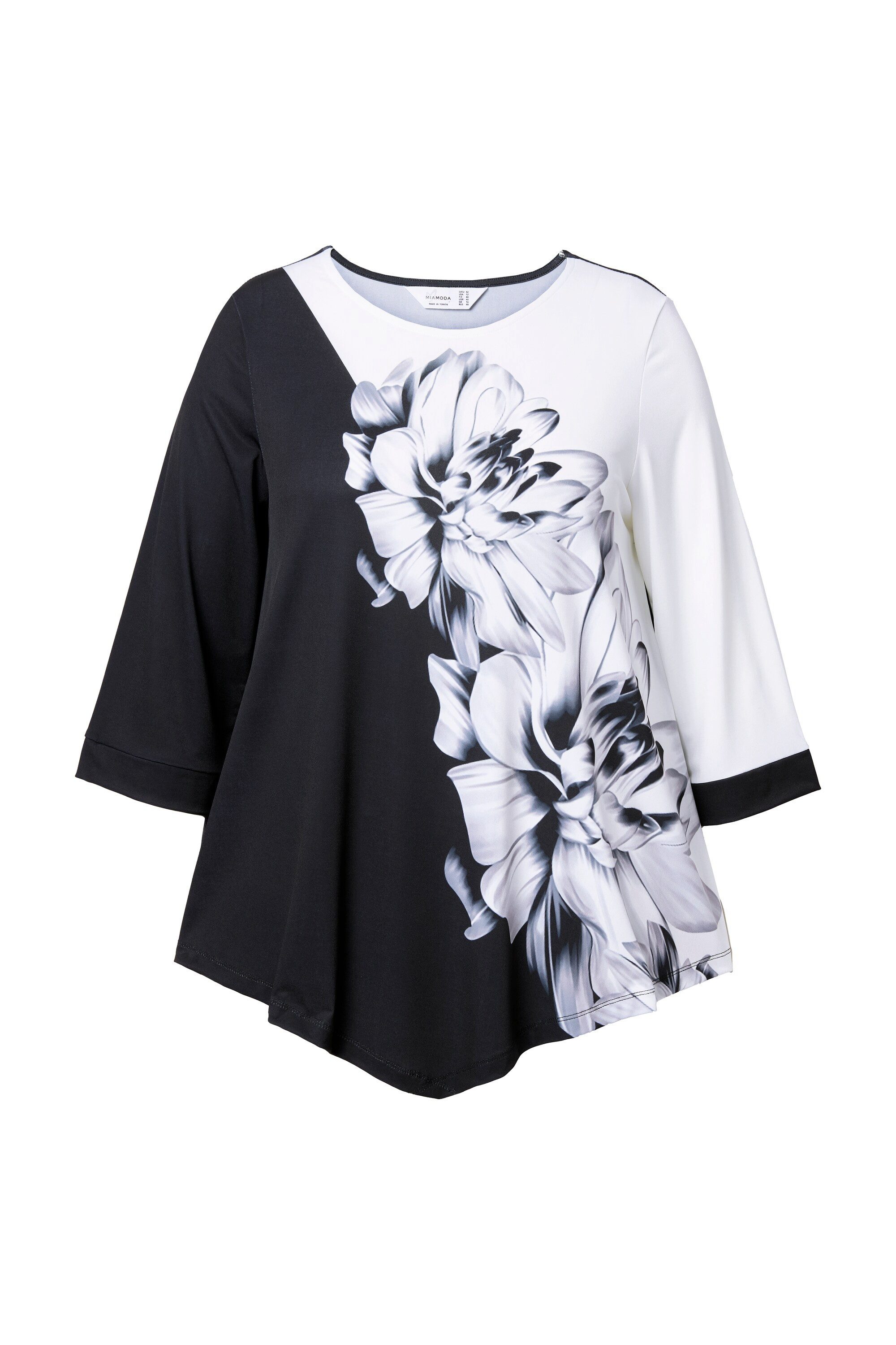 MIAMODA T-Shirt T-Shirt Blütendruck 3/4-Ärmel Zipfelsaum günstig online kaufen