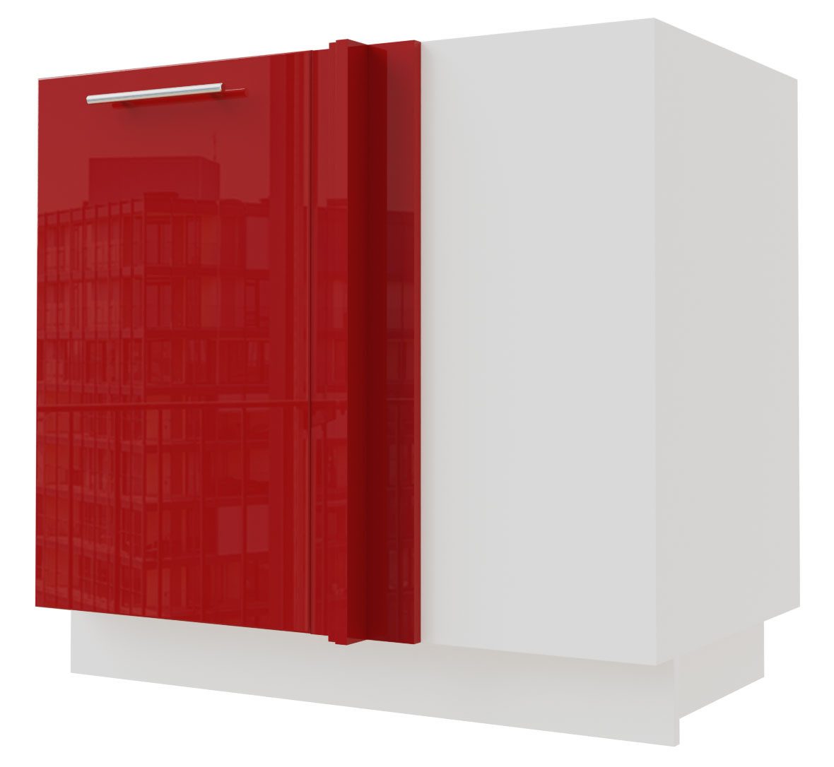 Feldmann-Wohnen Eckschrank Brerra (D13U/90, 1-türig, 1 Einlegeboden, 1-St., moderne Optik, lackierte Fronten, 90x50x82cm) weiß / RAL 3002 karminrot Hochglanz