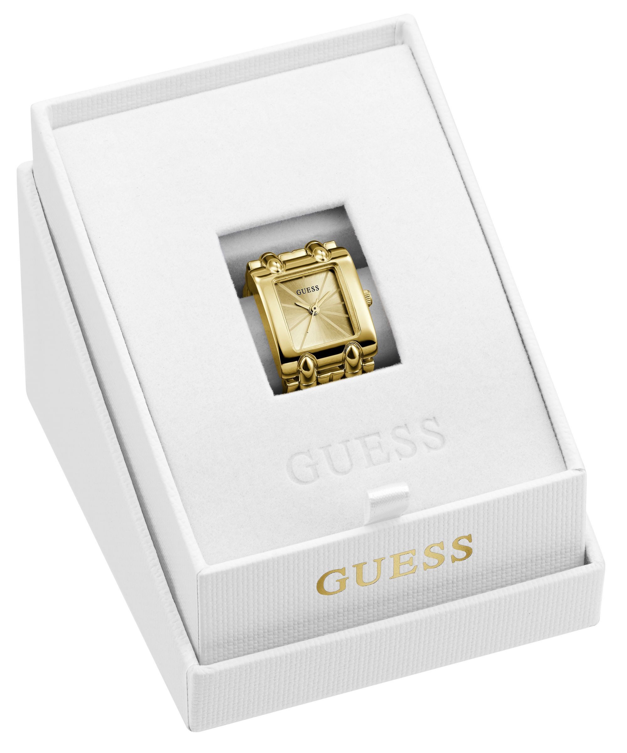 Guess Uhrenring MOD HEAVY METAL GW1025L2, Quarzuhr, Damenuhr, Edelstahlringschiene, analog