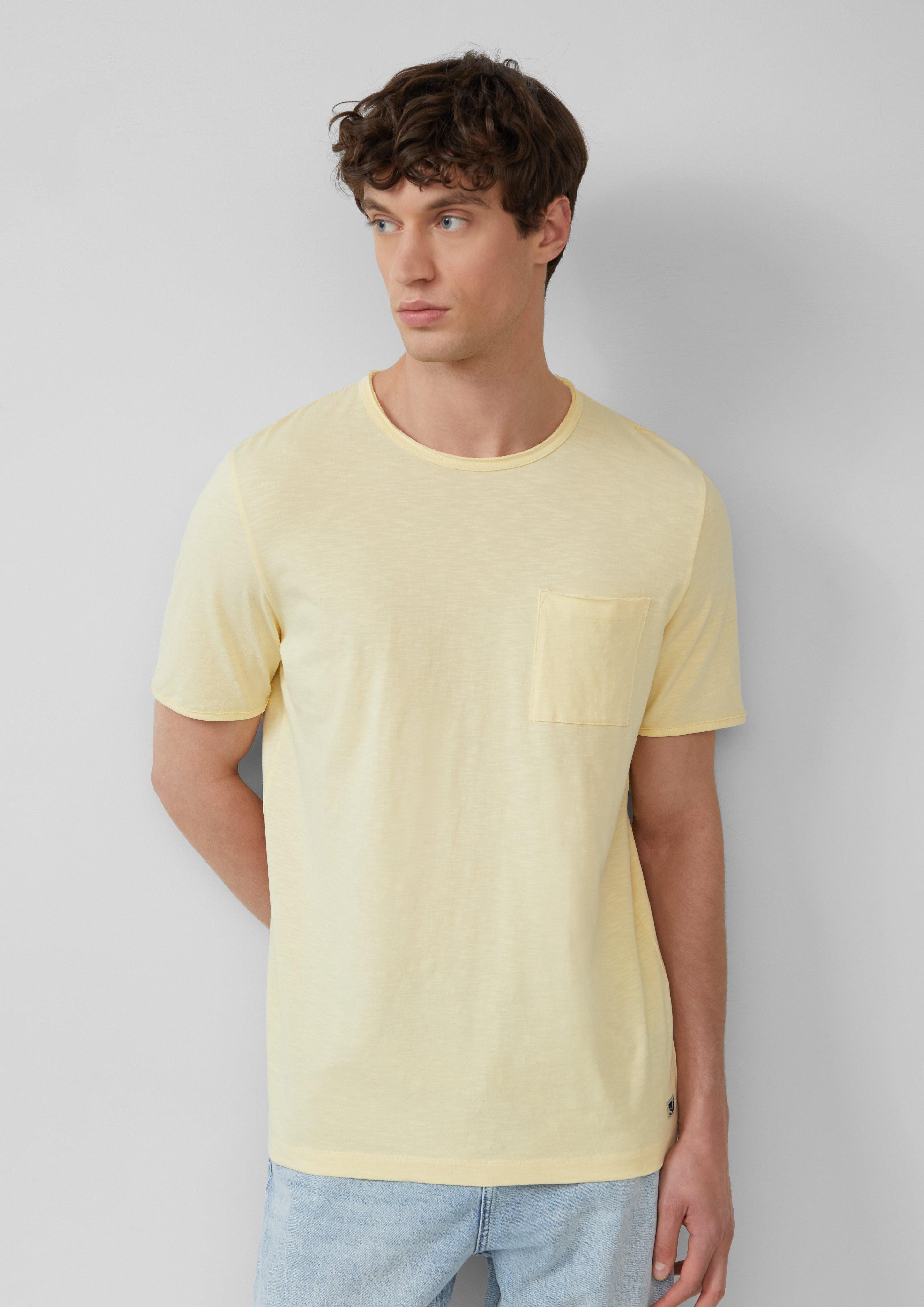 s.Oliver Kurzarmshirt Flammgarn-T-Shirt mit Brusttasche und günstig online kaufen