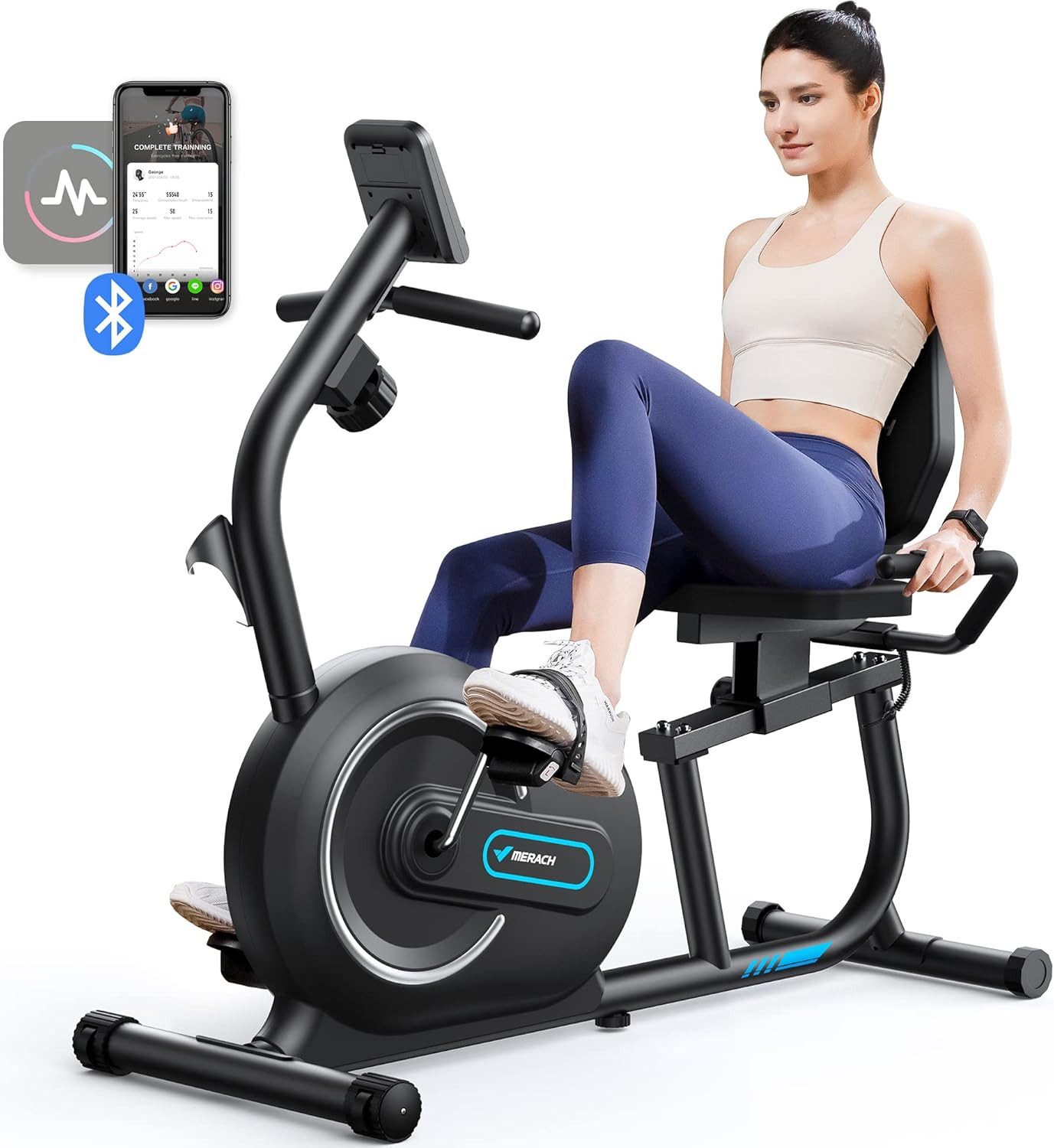 Liege-Ergometer Liegeergometer für Zuhause mit 8 Widerstandsstufen, Leise & Komfort