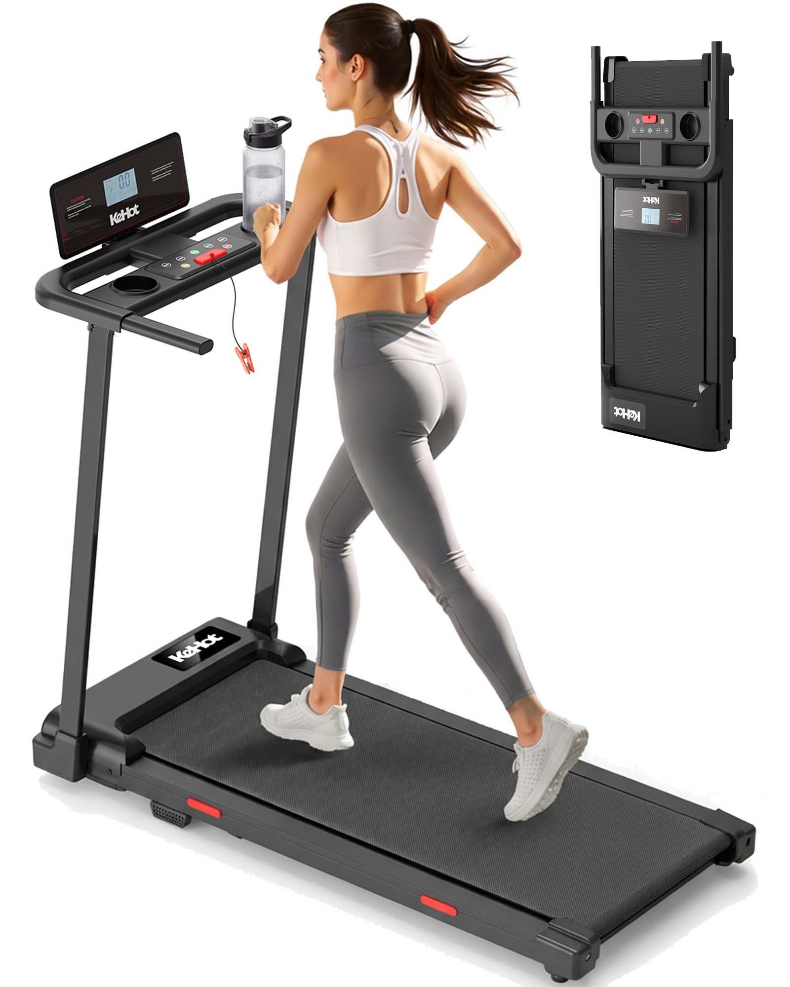 kehot Laufband Klappbares Laufband 1–10 km/h mit Handlauf & LCD-Display (Kompaktes Design 110×54 cm platzsparend faltbar für Zuhause, 12 Trainingsprogramme & 3 Modi für individuelles Training), Leiser Betrieb mit 100 kg Belastbarkeit für tägliches Workout