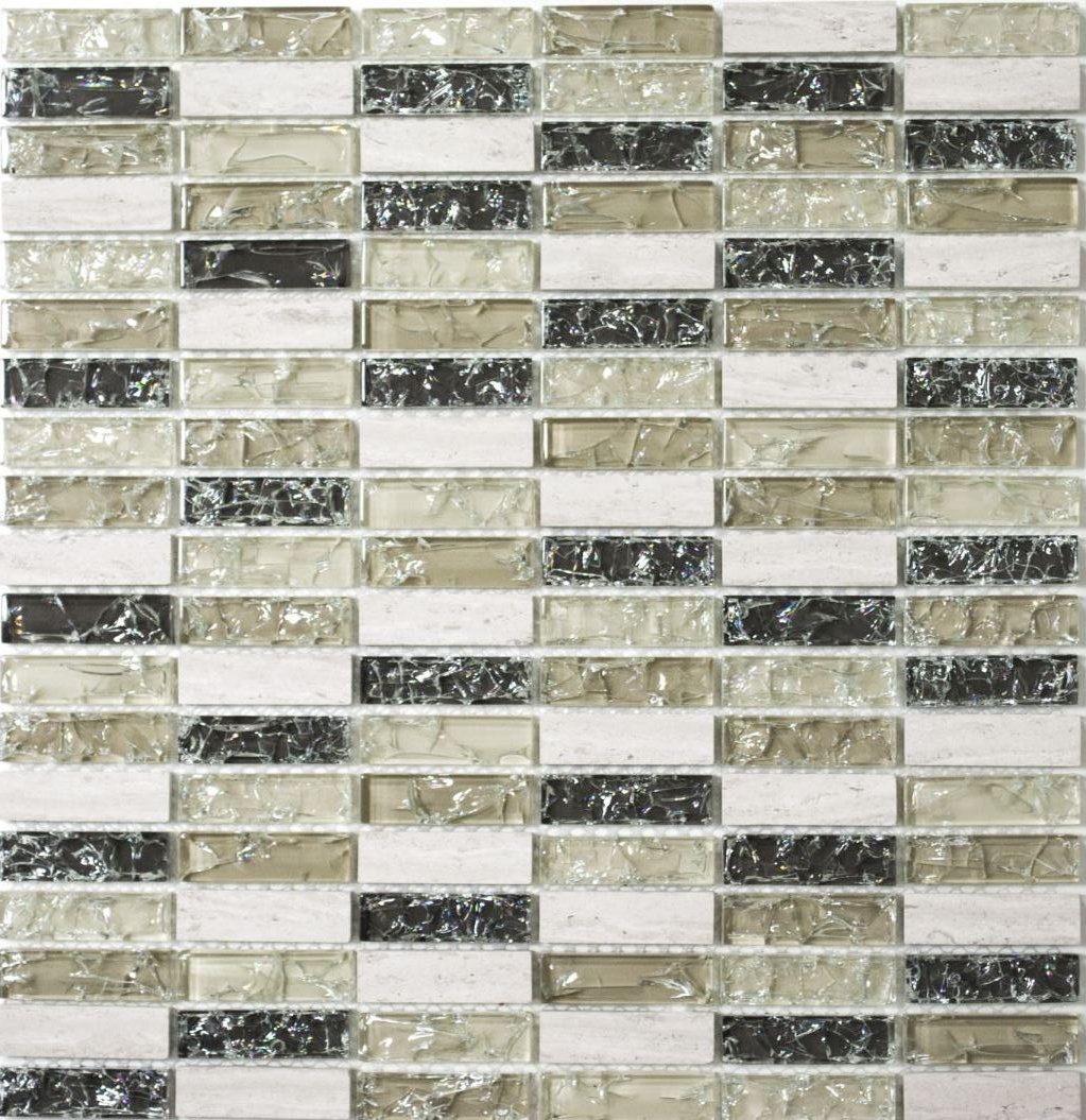Mosani Mosaikfliesen Riemchen Rechteck Mosaikfliesen Glasmosaik graugrün