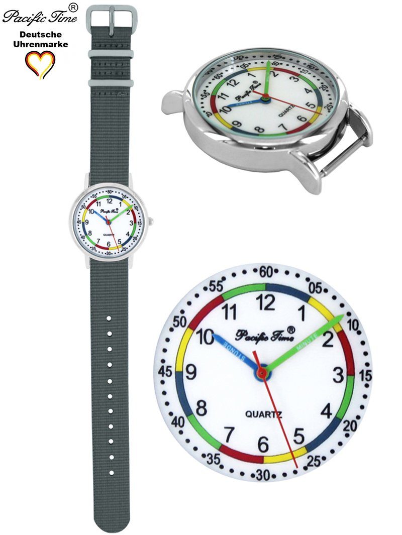 Pacific grau Quarzuhr Lernuhr Kinder Design - Match Wechselarmband, und Mix Gratis Versand First Armbanduhr Time