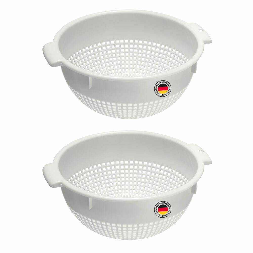 WESTMARK Seiher 2 Stk., groß, mit 2 Griffmulden und 4 Aufsatzrasten zum Waschen und, PE, spülmaschinengeeignet, Made in Germany
