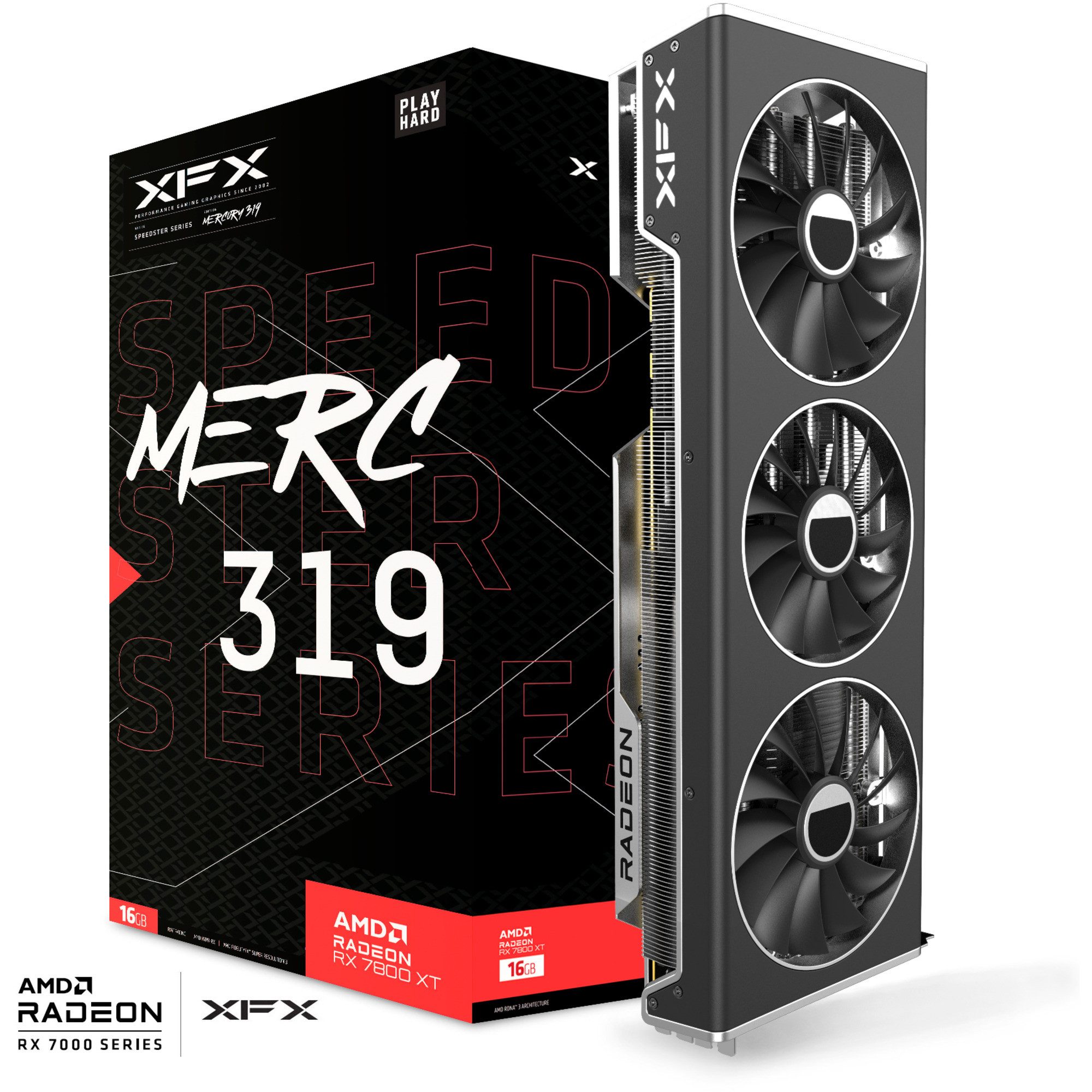 XFX Radeon RX 7800 XT SPEEDSTER MERC319 BLACK Gaming Grafikkarte (16 GB)