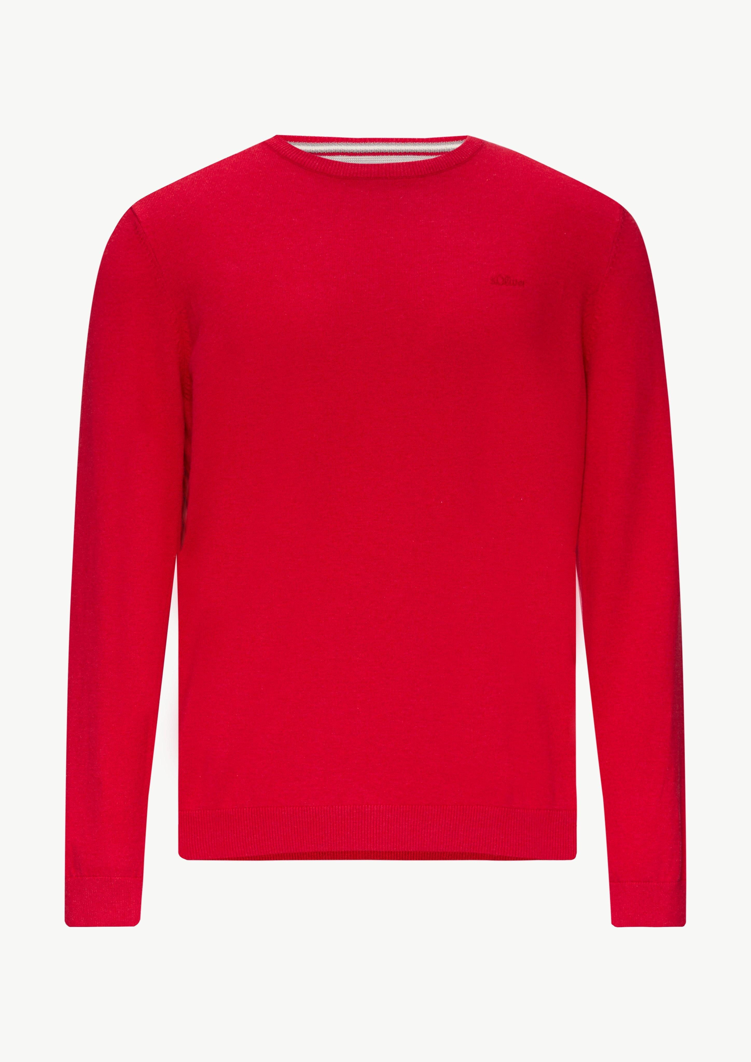 s.Oliver Strickpullover Baumwollpullover mit Logo-Stickerei Logo günstig online kaufen