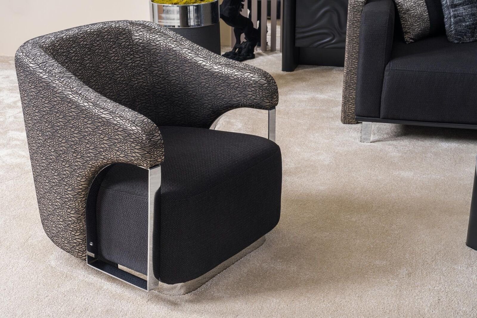 JVmoebel Sofa Sofagarnitur 3+3+1 Sitzer Sessel, Made Komplett Sofa Wohnzimmer In Set Textil Europe