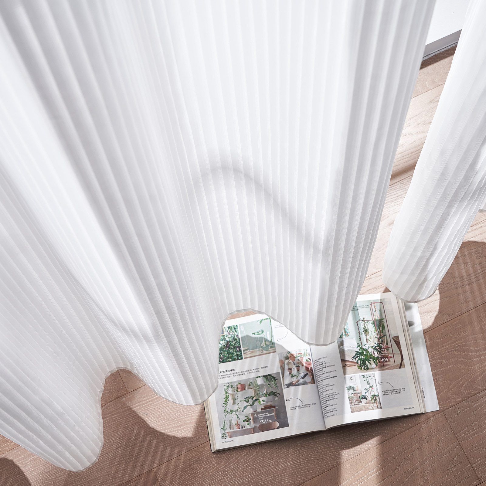 Topfinel Gardine mit ösen gardinen wohnzimmer modern transparent weiß oder beige (1 St), Ösen, transparent, gardine mit längsstreifen klassische design – Bild 5 von 5