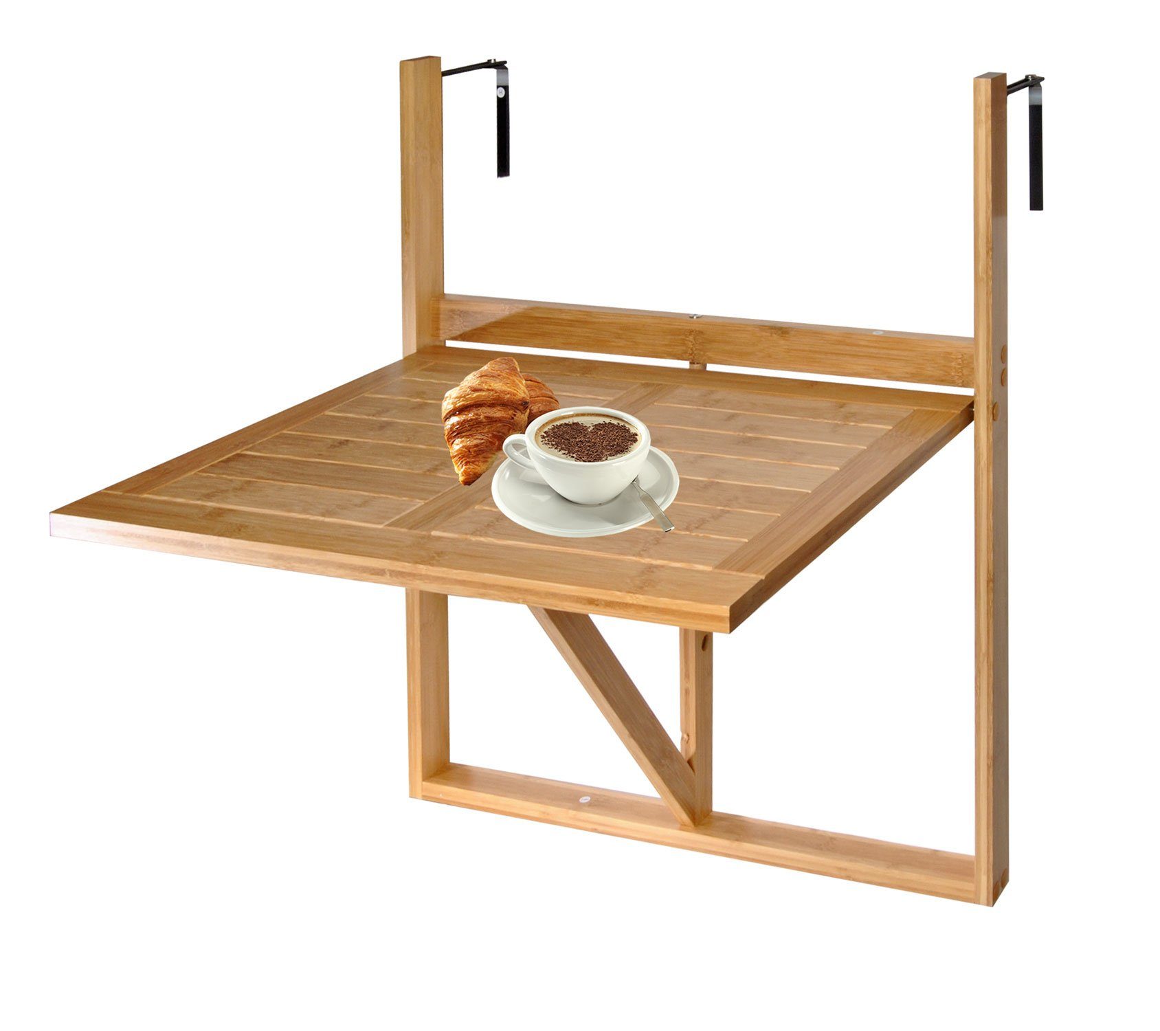 KESPER for kitchen & home Balkonhängetisch Balkon-Hängetisch Holz  Balkontisch Balkonhängetisch Klapptisch Tisch, Für Geländebreite max 9cm