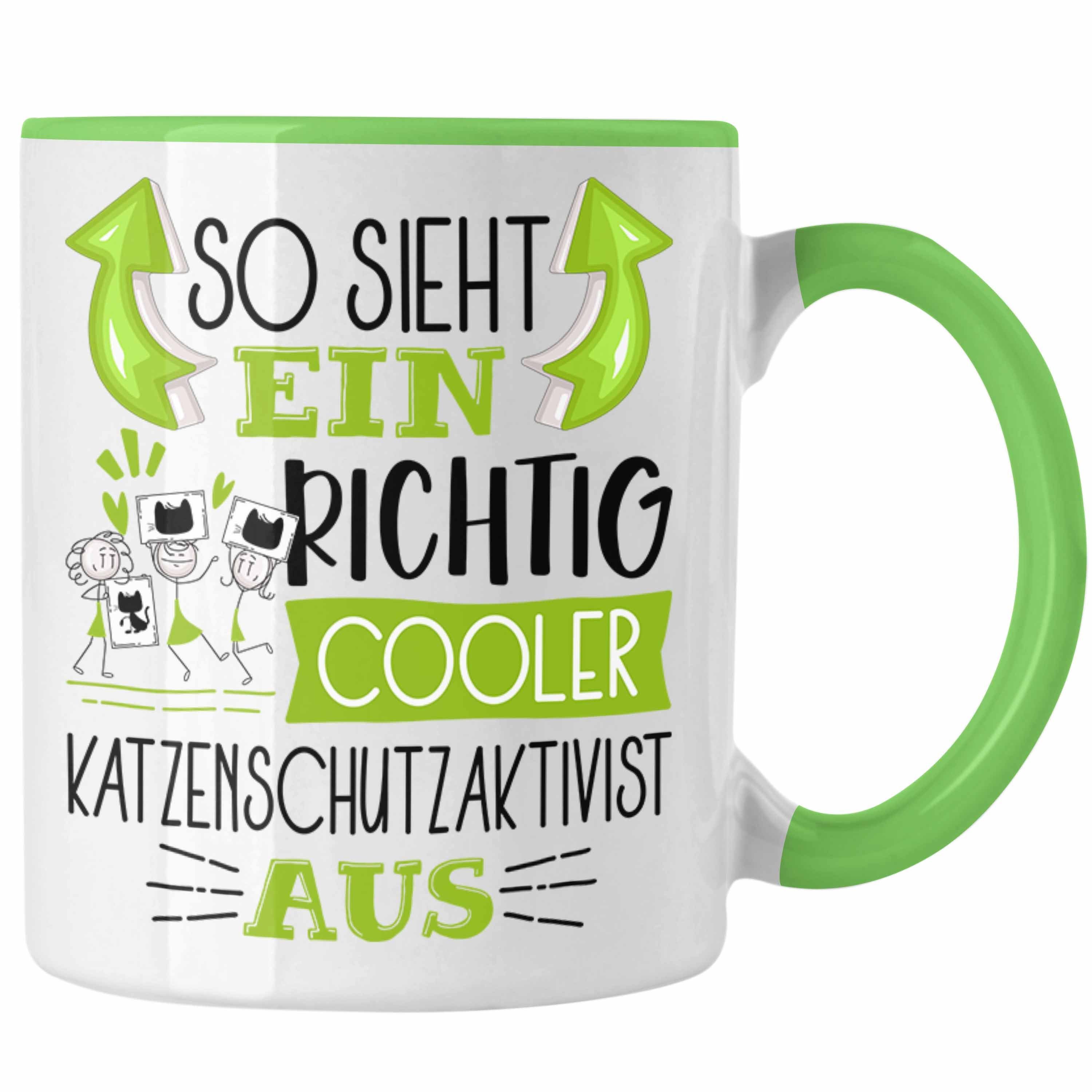 Trendation Tasse Katzenschutzaktivist Tasse So Sieht Ein Richtig Cooler Katzenschutzakt Grün