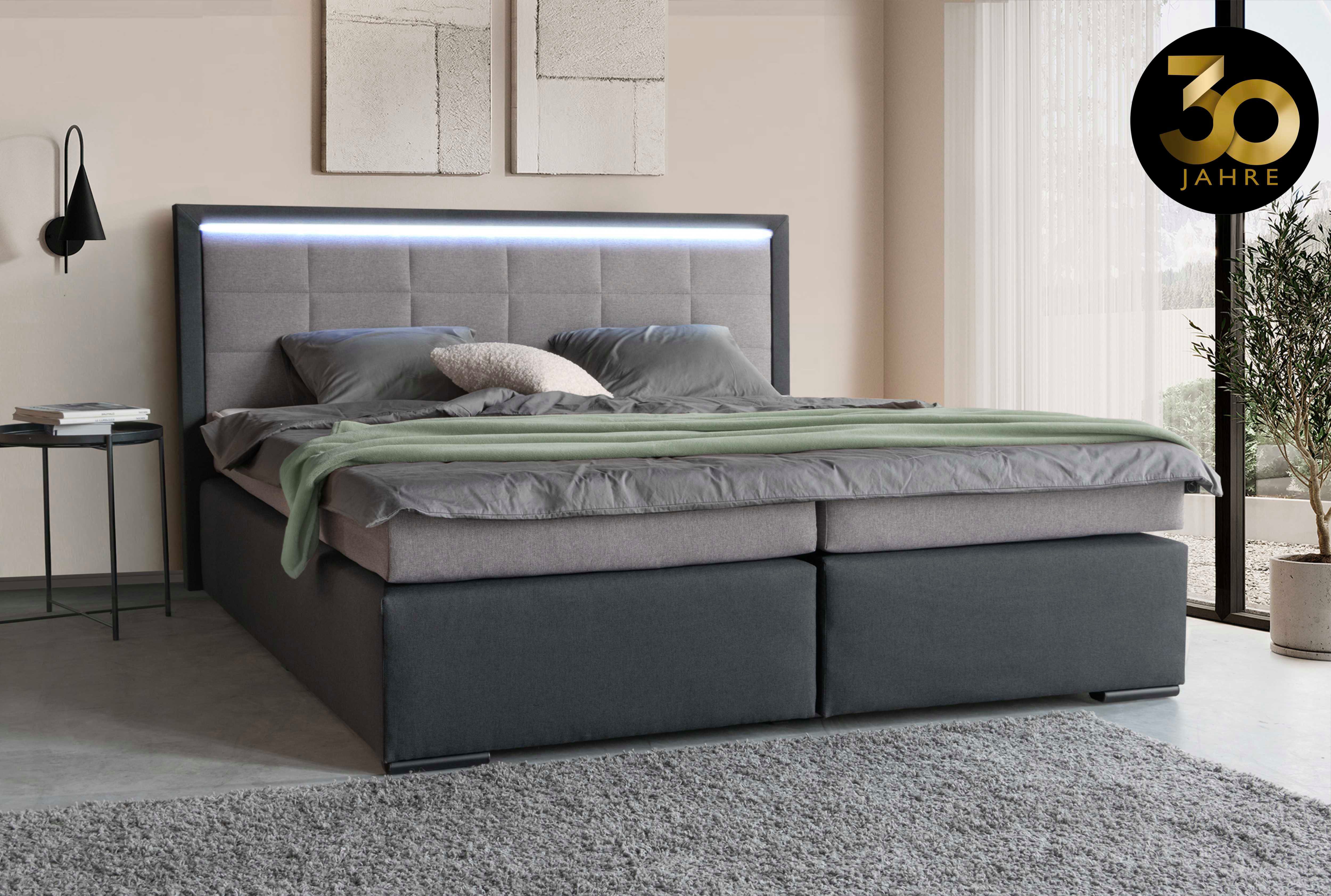 COLLECTION AB Boxspringbett 30 Jahre Jubiläums-Modell Athena, in H2,H3 & H4, wahlweise mit LED-Leiste