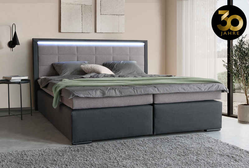 COLLECTION AB Boxspringbett 30 Jahre Jubiläums-Modell Athena, in H2,H3 & H4, inkl. LED-Leiste