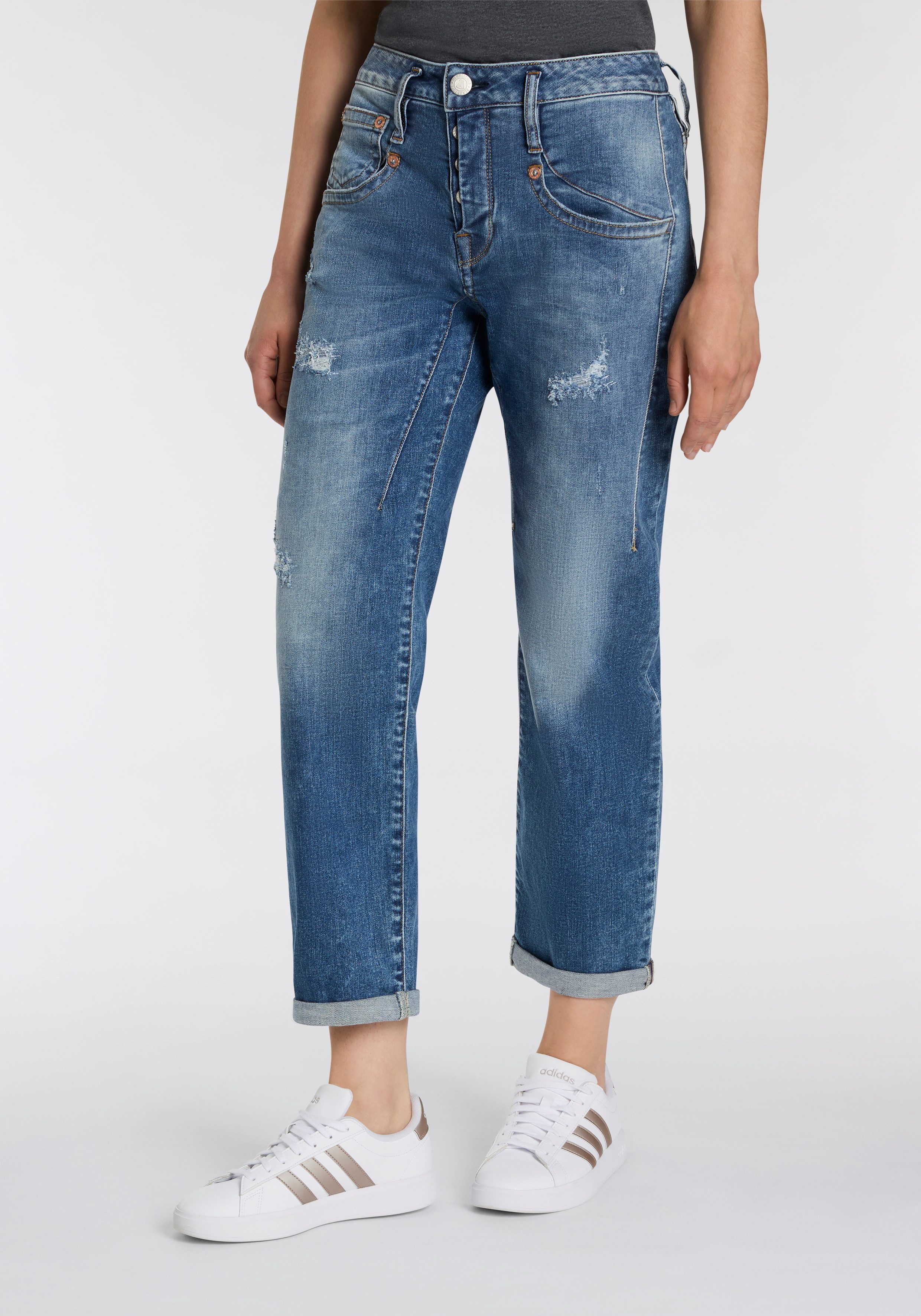 Herrlicher Boyfriend-Jeans Shyra Tap Denim mit halbverdeckter Knopfleiste günstig online kaufen