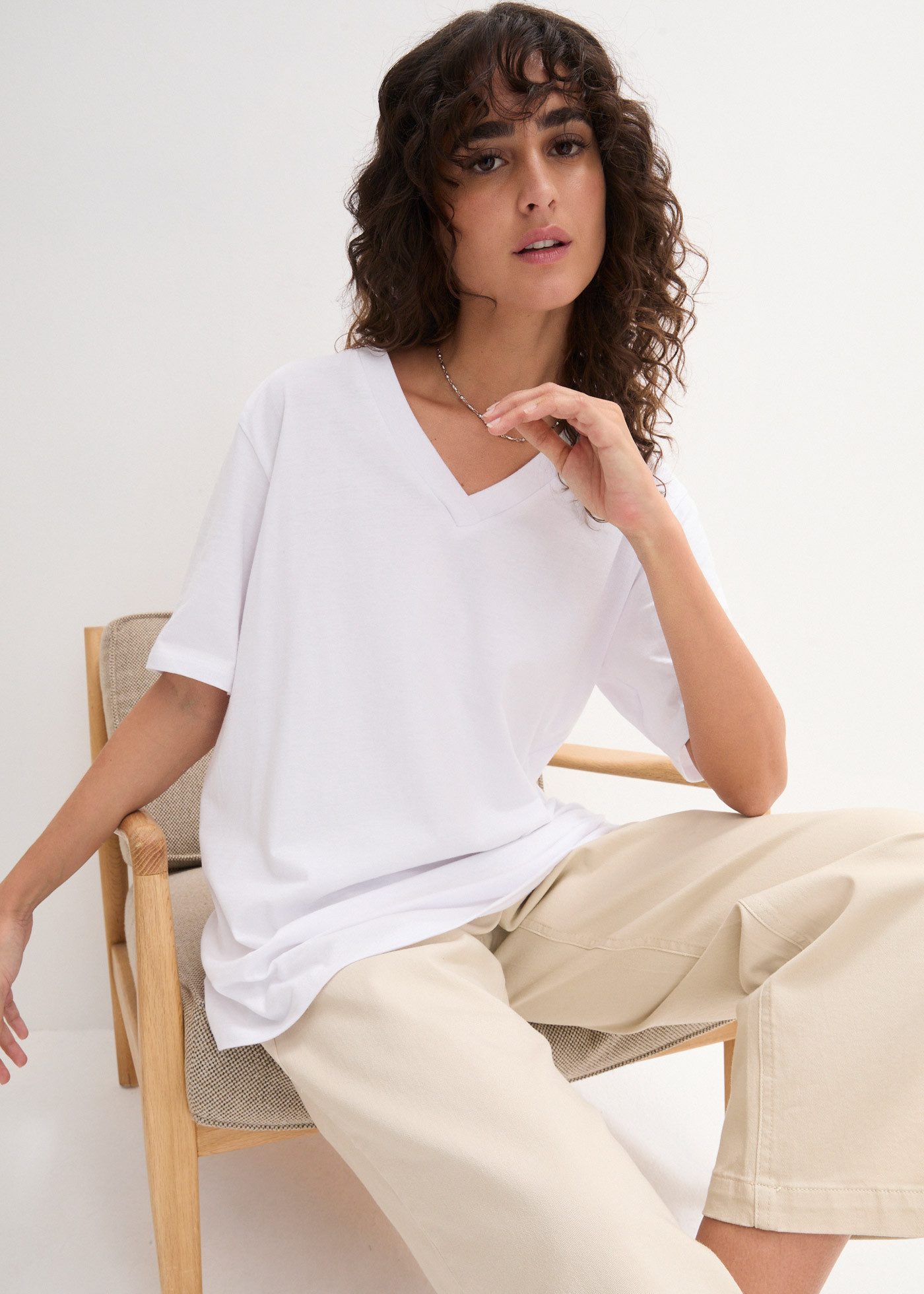 bonprix Longshirt (Packung, 5-tlg., 5) im 5er Pack und mit V-Ausschnitt günstig online kaufen