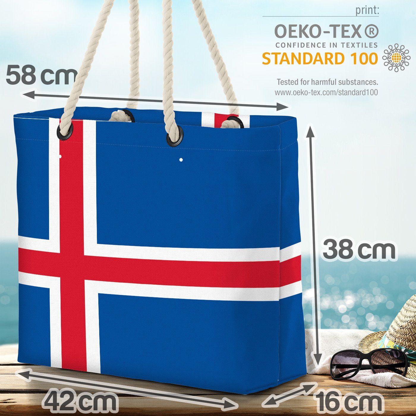 Flagge Strandtasche Island EM VOID (1-tlg), Fahne Länderflagge WM