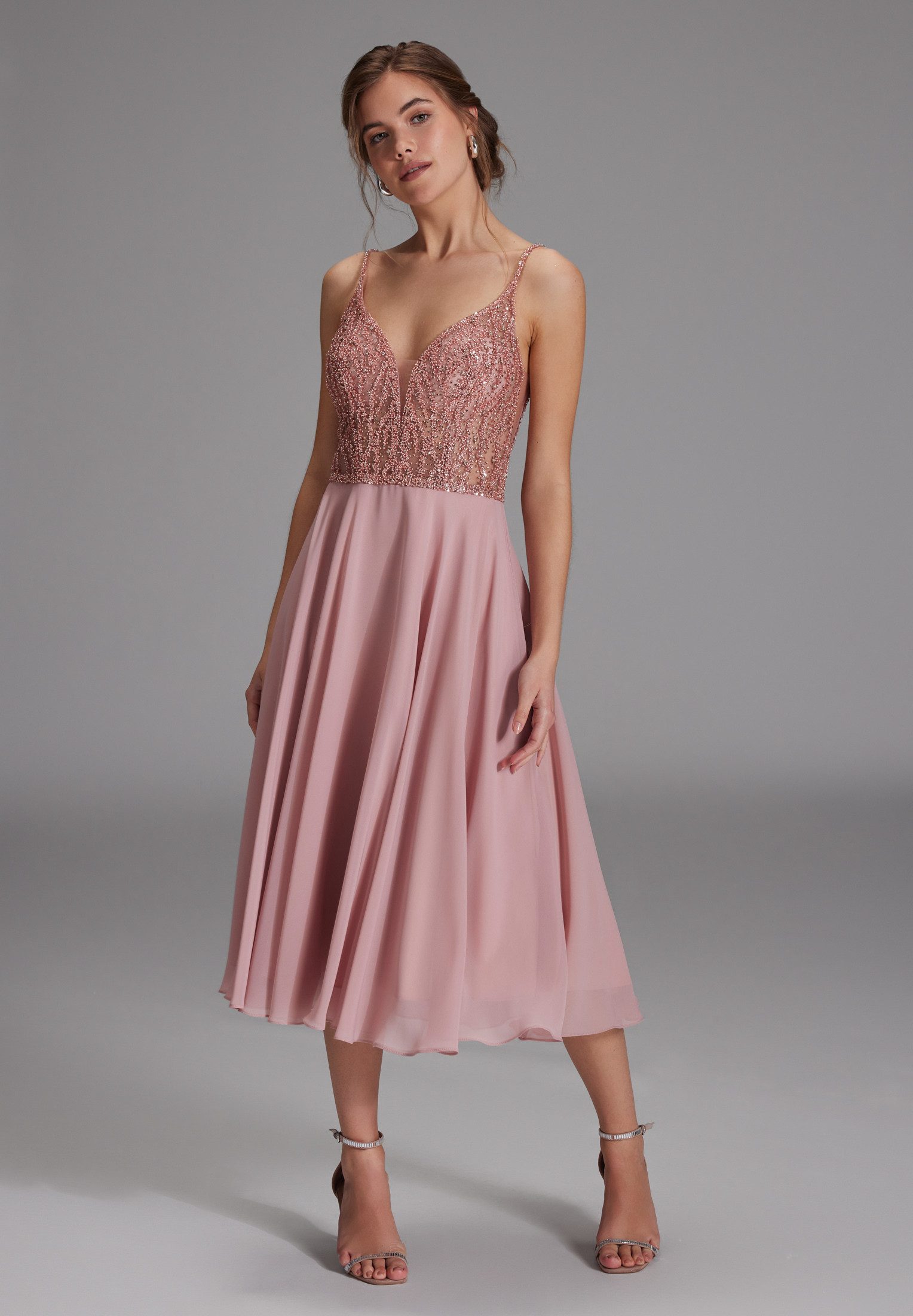 Hey Kyla Cocktailkleid - Cocktailkleid aus Materialmix Taillierter Schnitt mit ausgestelltem Rockteil
